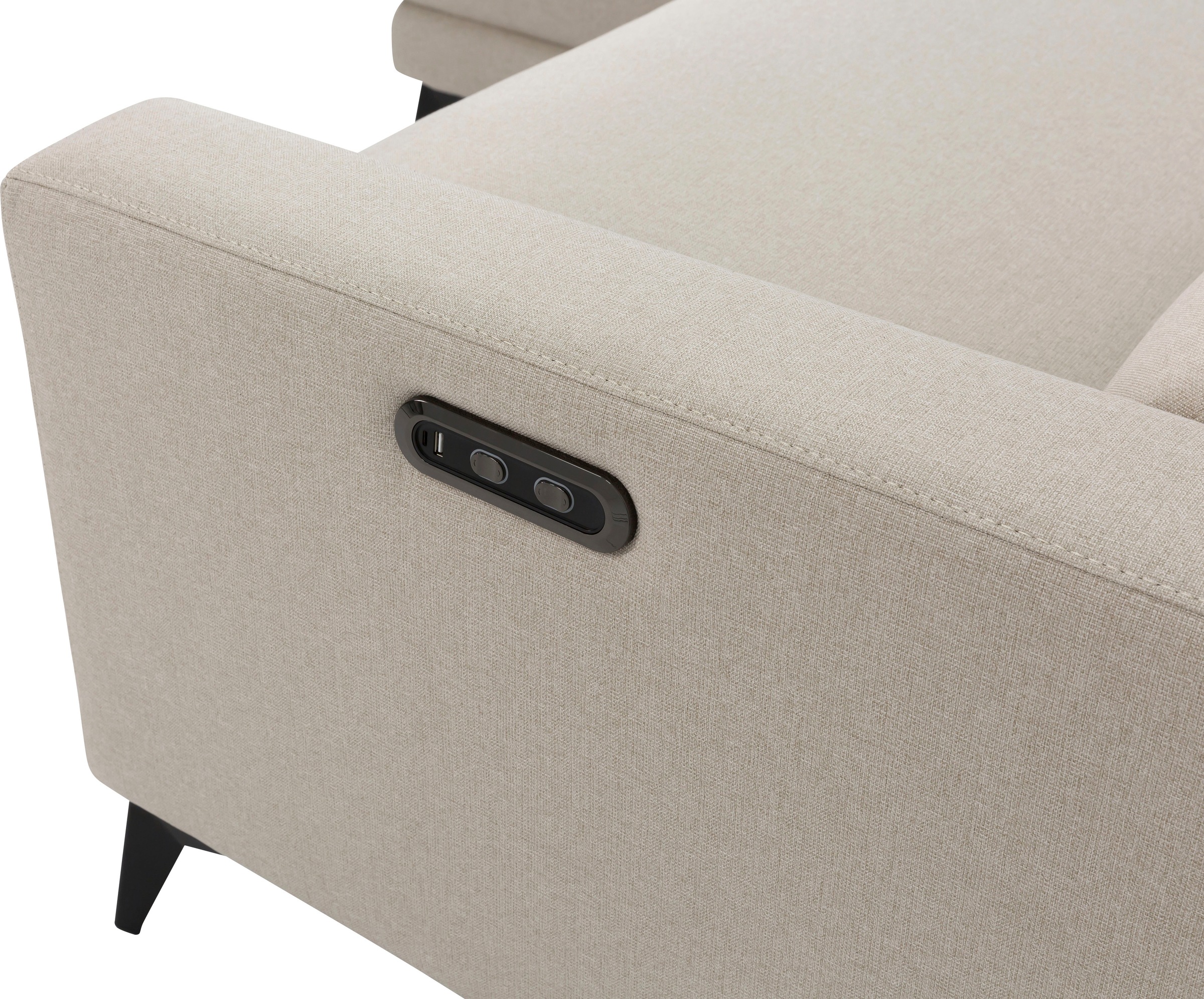OTTO home Ecksofa »LEWII, L-Form, 213 cm - elektr. Relaxfunktion« mit USB A/C-Anschluss. Federkern, verstellbaren Kopfstützen, Webstoff