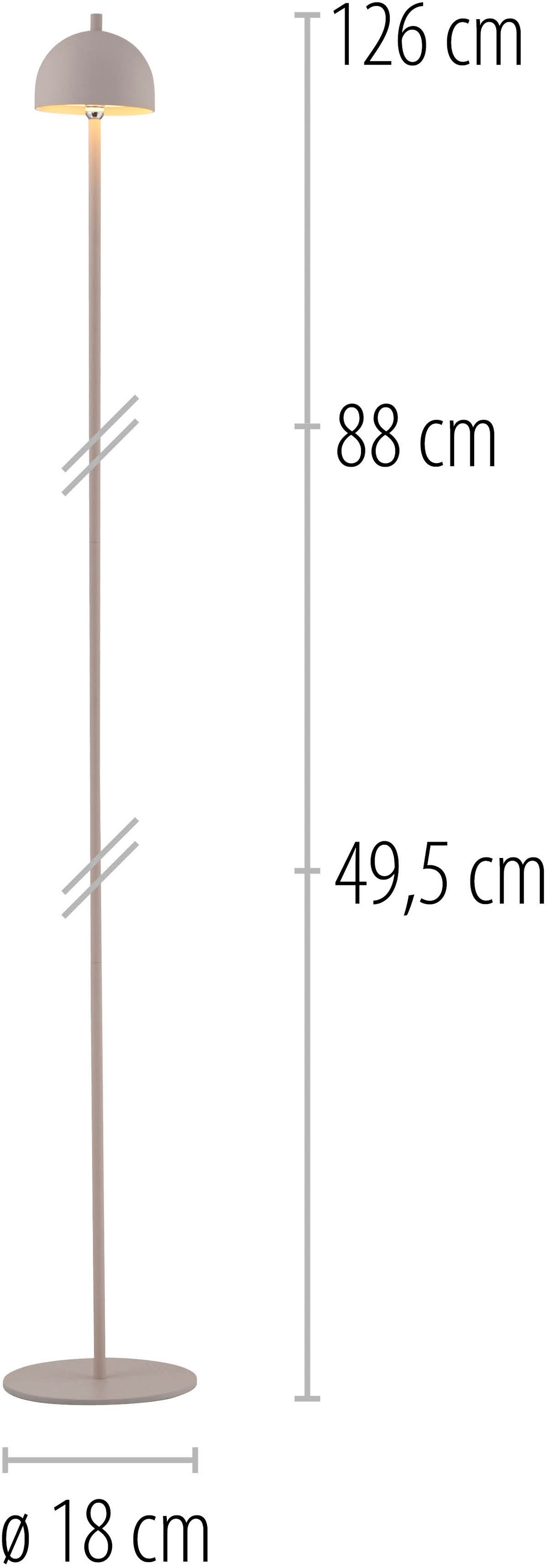 SCHÖNER WOHNEN-Kollektion LED Stehlampe »BELLIS« LED-Board 1 Stk. Warmweiß SCHÖNER WOHNEN Kollektion, Touchdimmer, Memoryfunktion, IP54, Akku