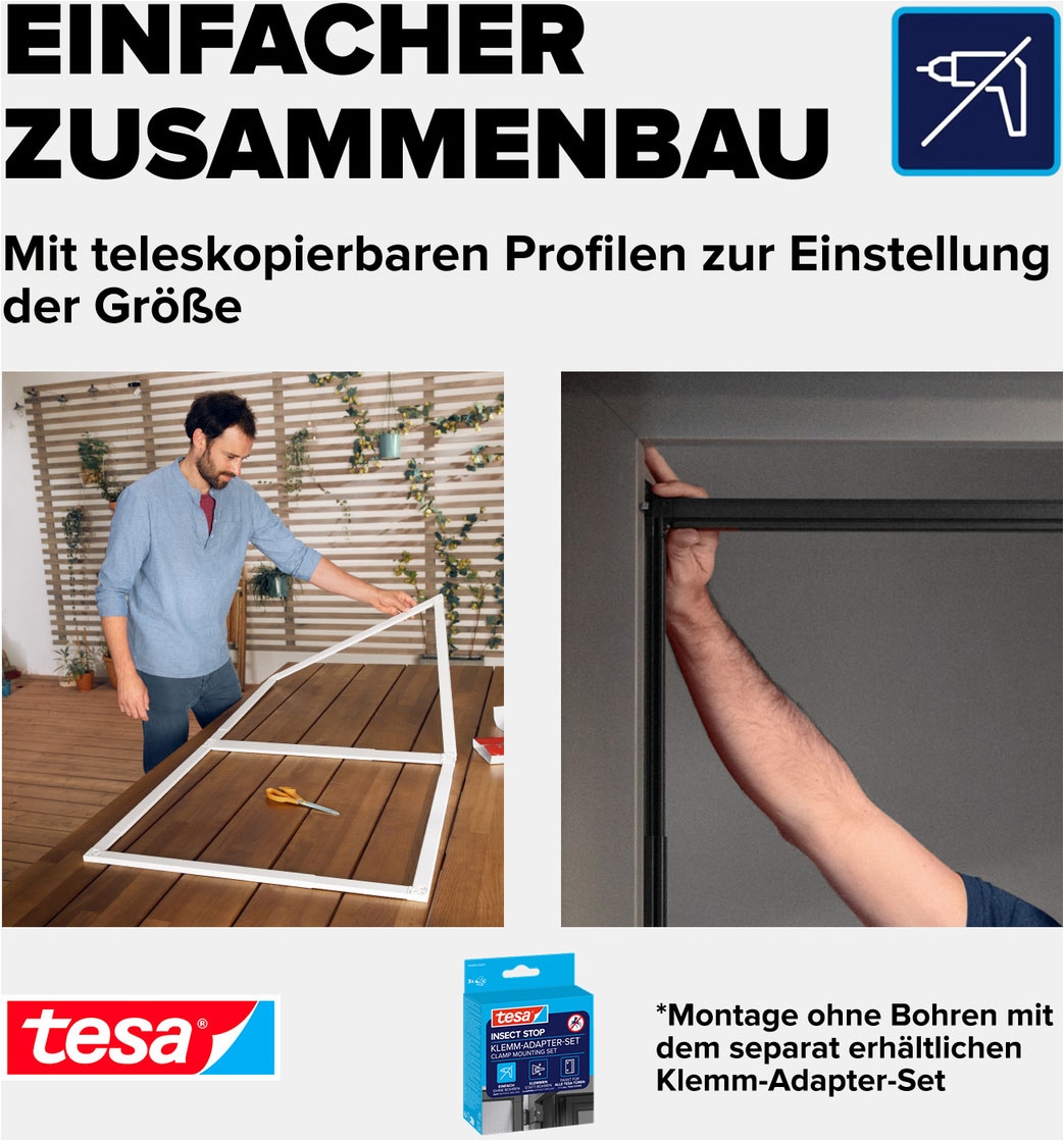 tesa Insektenschutz-Tür »FALT Alu Rahmen teleskopierbar Premium für Türen« Packung, Teleskop Alu Rahmen, 1 Stk. tlg. Alu Insektenschutz 80 cm x 170 cm bis 100x cm x 220 cm