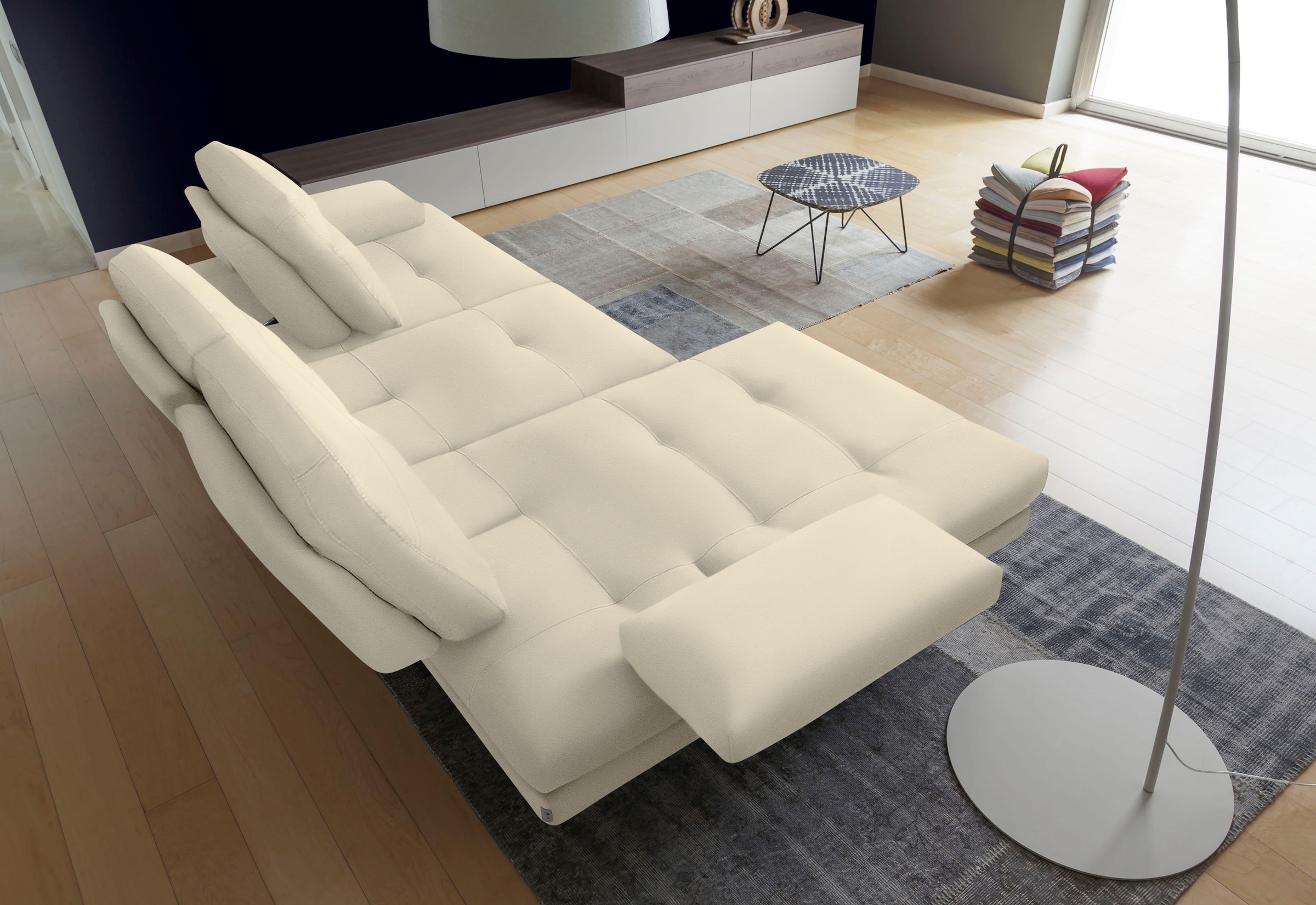 CALIA ITALIA Ecksofa »Toby Wing, L-Form, Designsofa mit sensationellem Sitzkomfort«, inklusive Sitztiefenverstellung, Füße in chrom glänzend