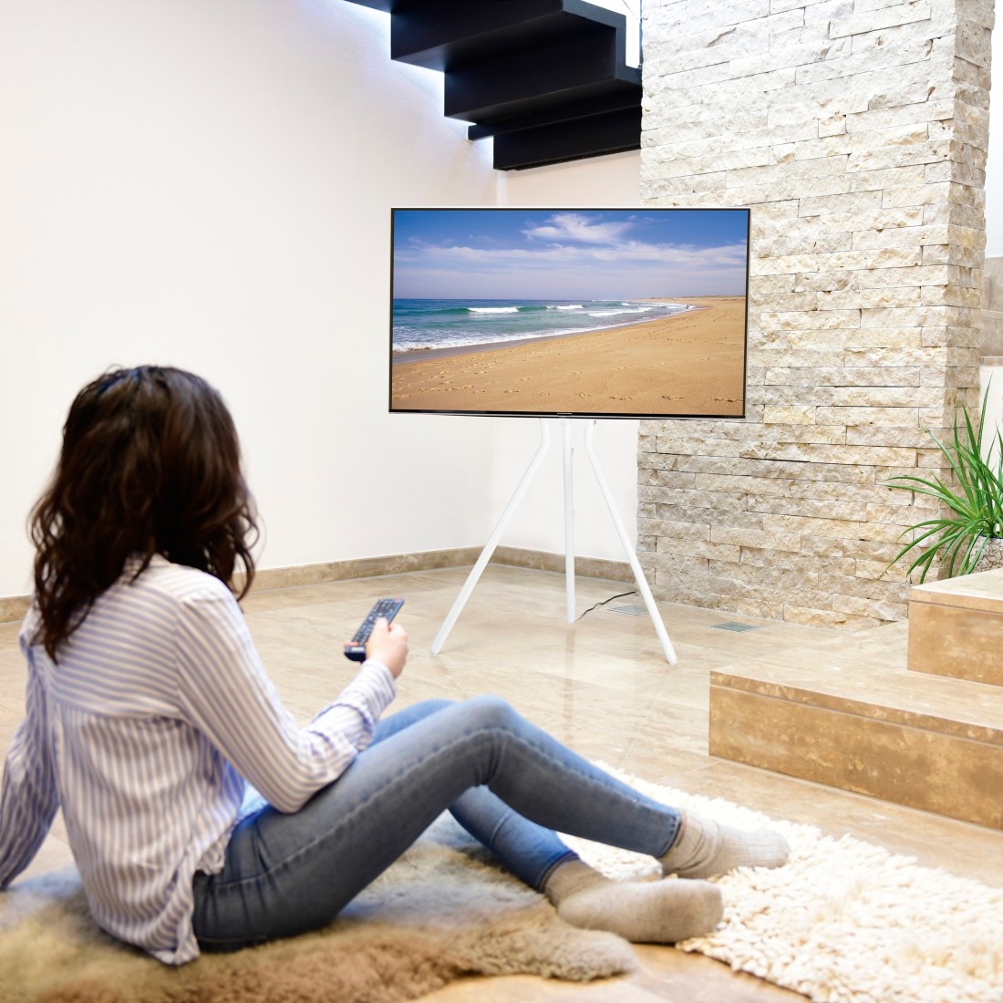 Hama TV-Ständer »TV Ständer, Staffelei freistehend, 191 cm, 75 Zoll«, bis 191 cm Zoll, TV Stand, höhenverstellbar, bis 40 Kg