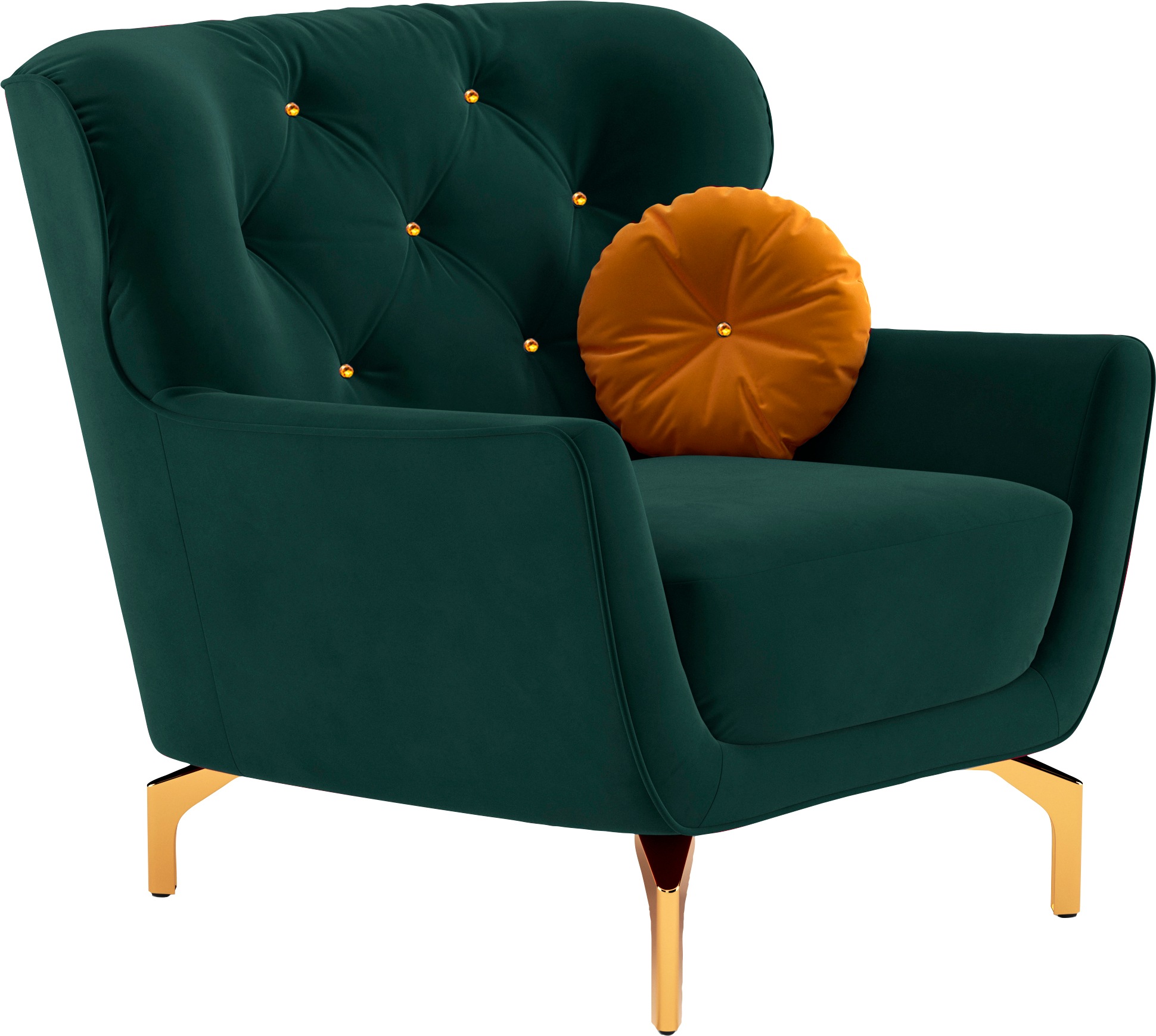 sit&more Sessel »Orient 3«, inkl. 1 Zierkissen mit Strass-Stein, goldfarbene Metallfüße