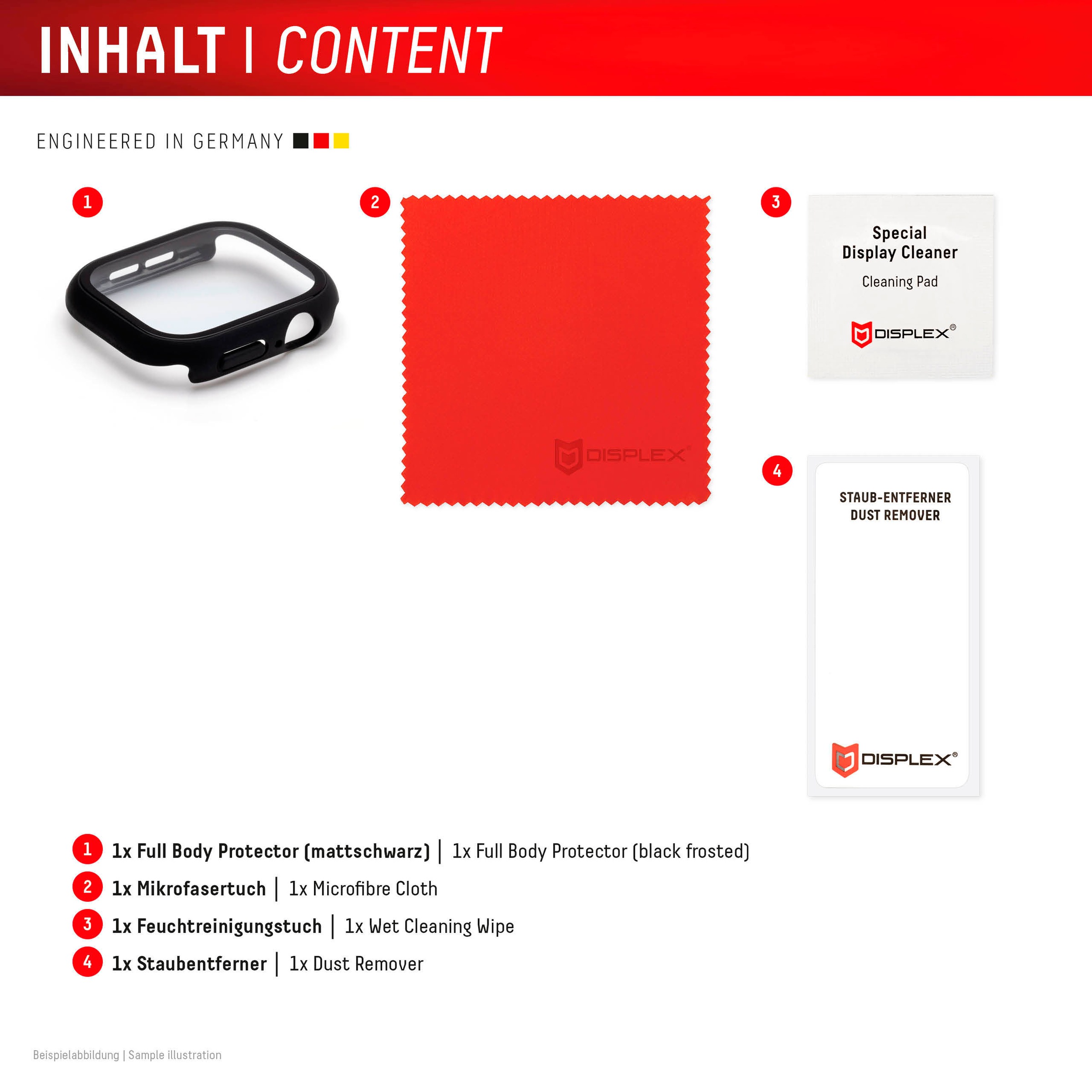 Displex Displayschutzglas »Smartwatch Glass All-In-One Protector Full Body« für Apple Watch SE 40 mm;Apple Watch SE 2 40 mm;Apple Watch SE 3 40 mm Displayschutzfolie, Schutzfolie, Bildschirmschutz, kratz- & stoßfest