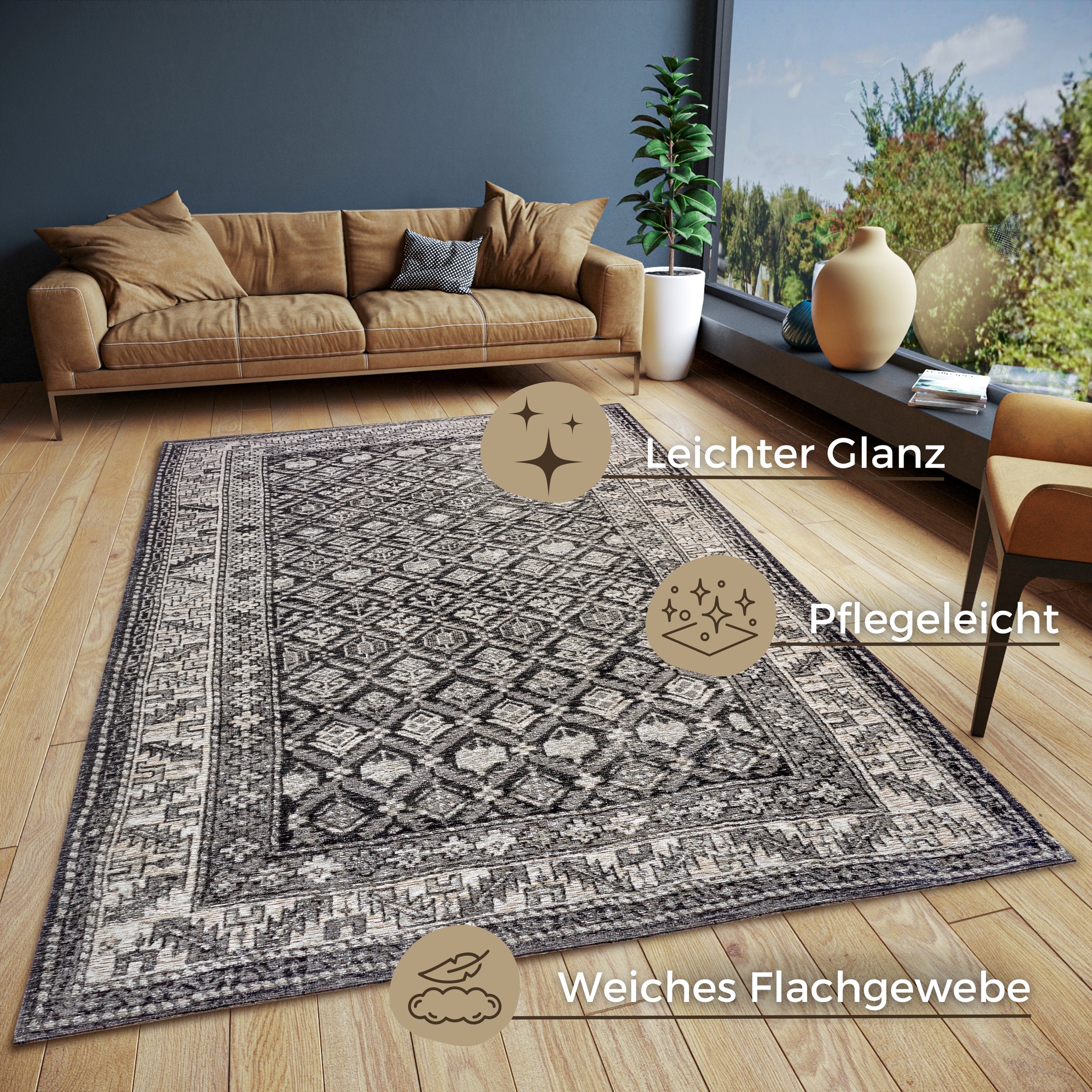 HANSE Home Teppich »Curan«, rechteckig, 6 mm Höhe, strapazierfähig, pflegeleicht, robust, Anti-Slip