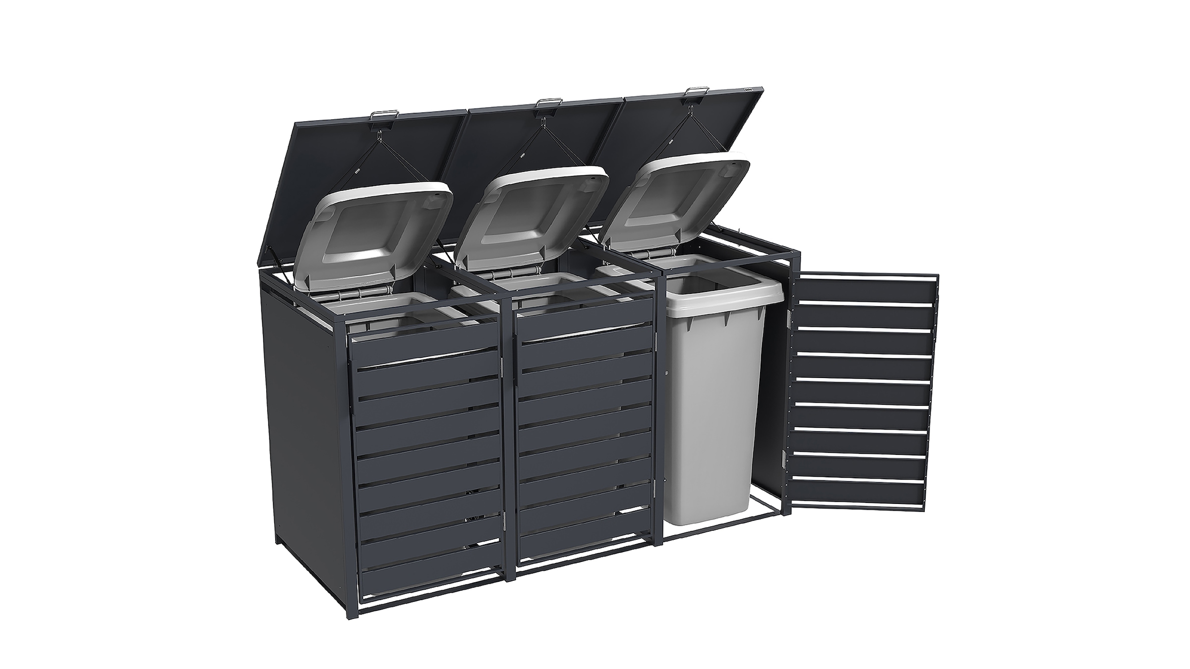 weka Mülltonnenbox »Gary« Metall pulverbeschichtet, für 3 Mülltonnen, BxTxH: 189,5x80x116 cm