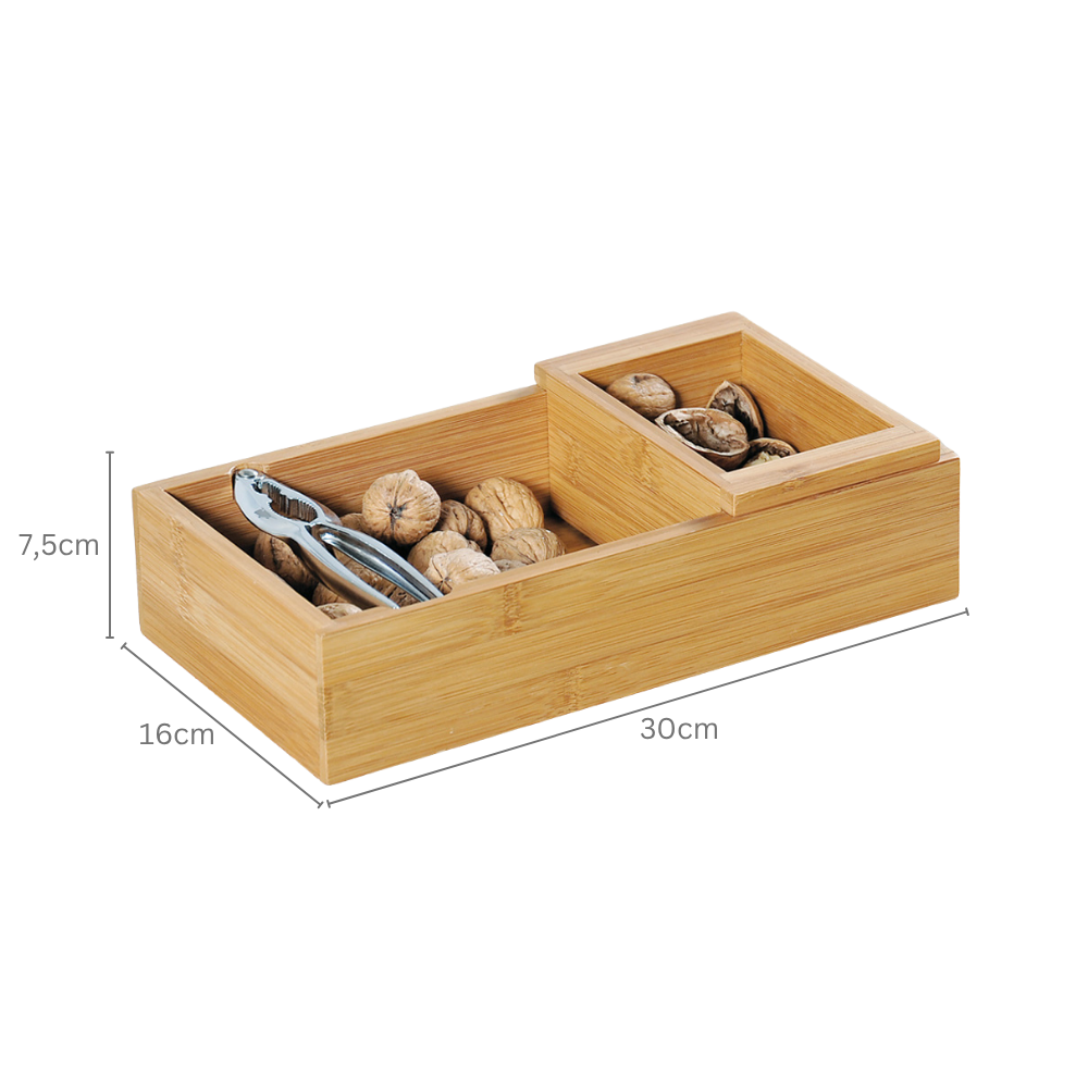 KESPER® Snackschale »Nussschale inkl. Nussknacker« 3 Stk. aus Bambus mit Schale für Abfälle
