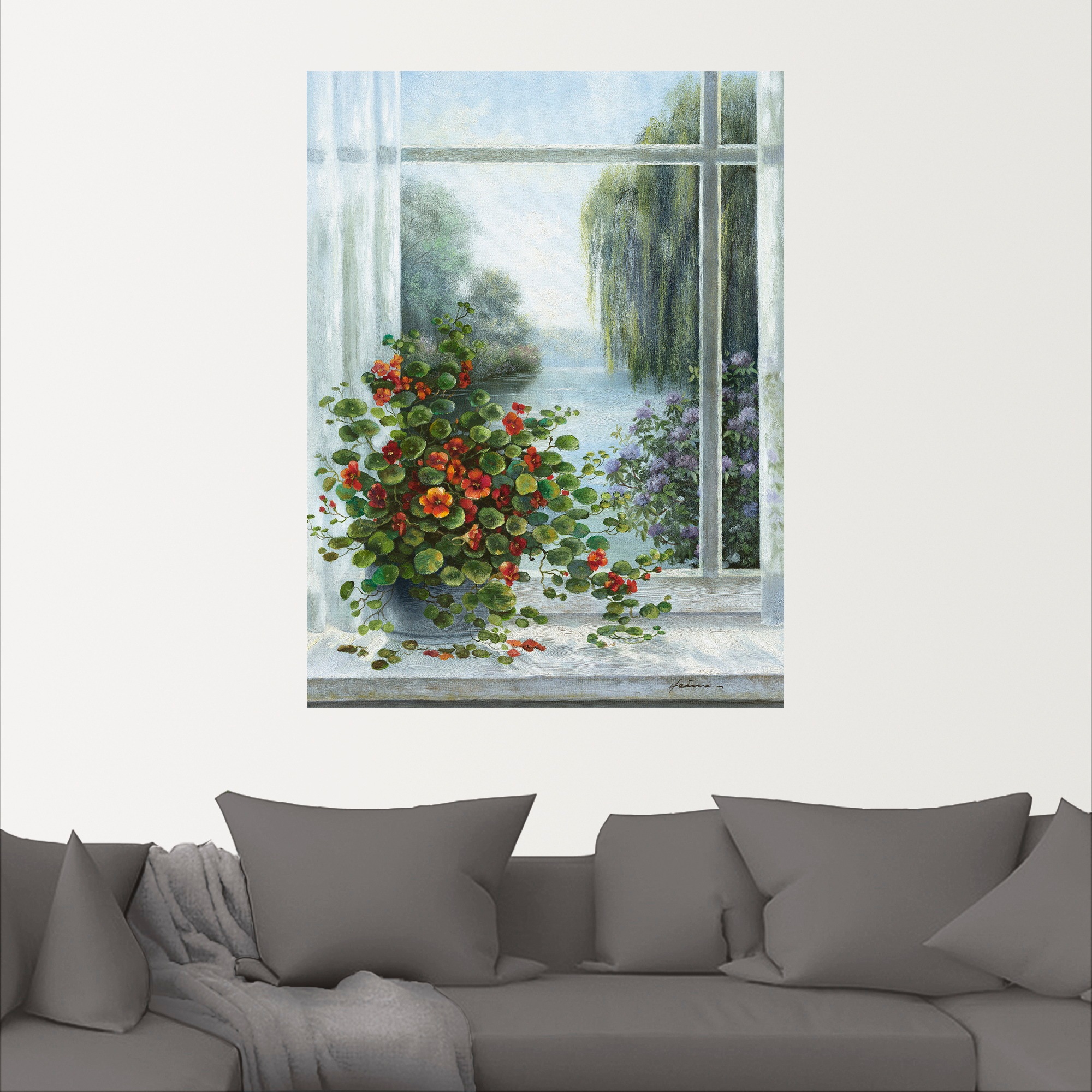 Artland Wandbild »Kapuzinerkresse am Fenster«, Arrangements, (1 St.), als Leinwandbild, Poster, Wandaufkleber in verschied. Größen