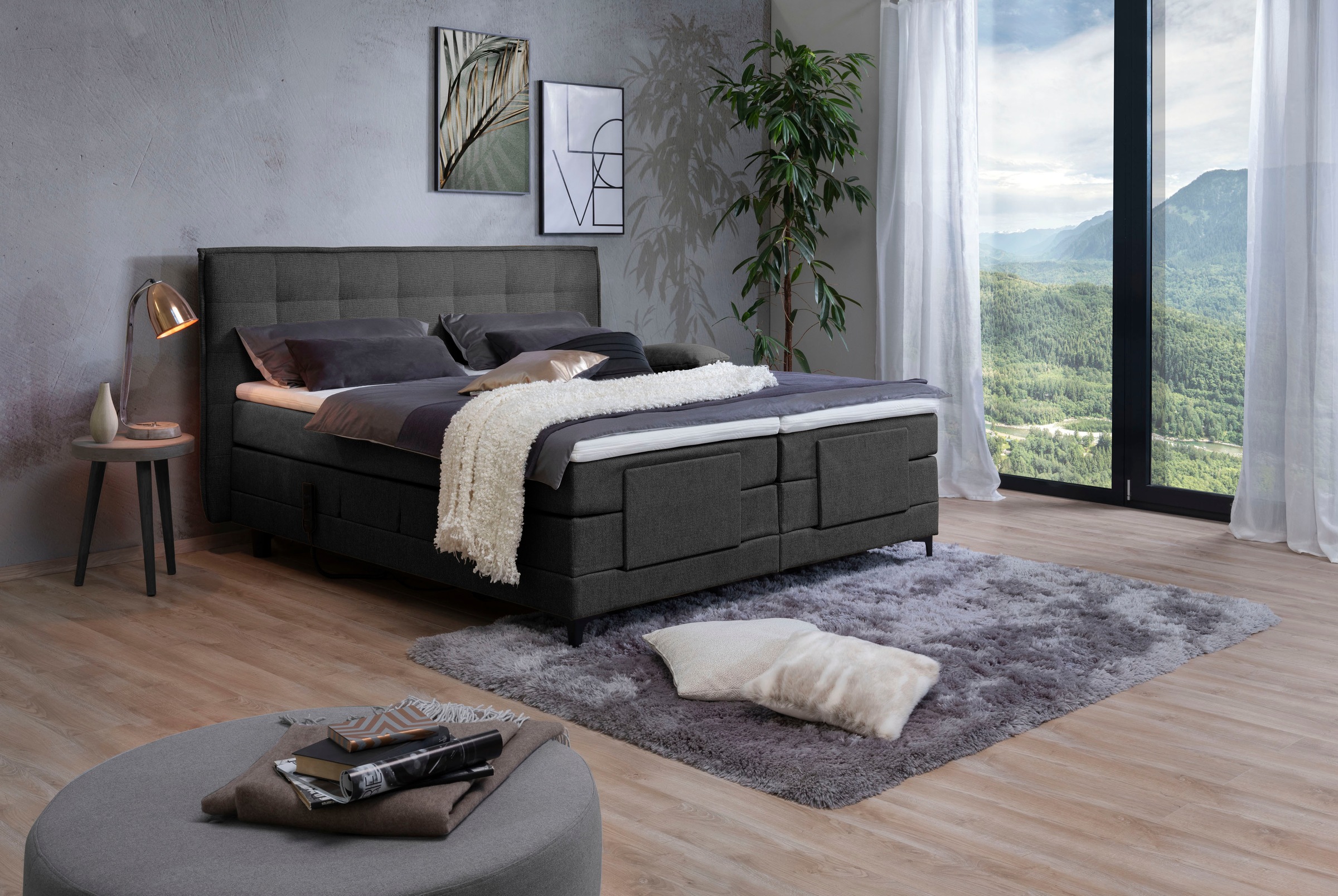 alina Boxspringbett »Edward«, 180x200cm, mit motorischer Verstellung, inklu günstig online kaufen