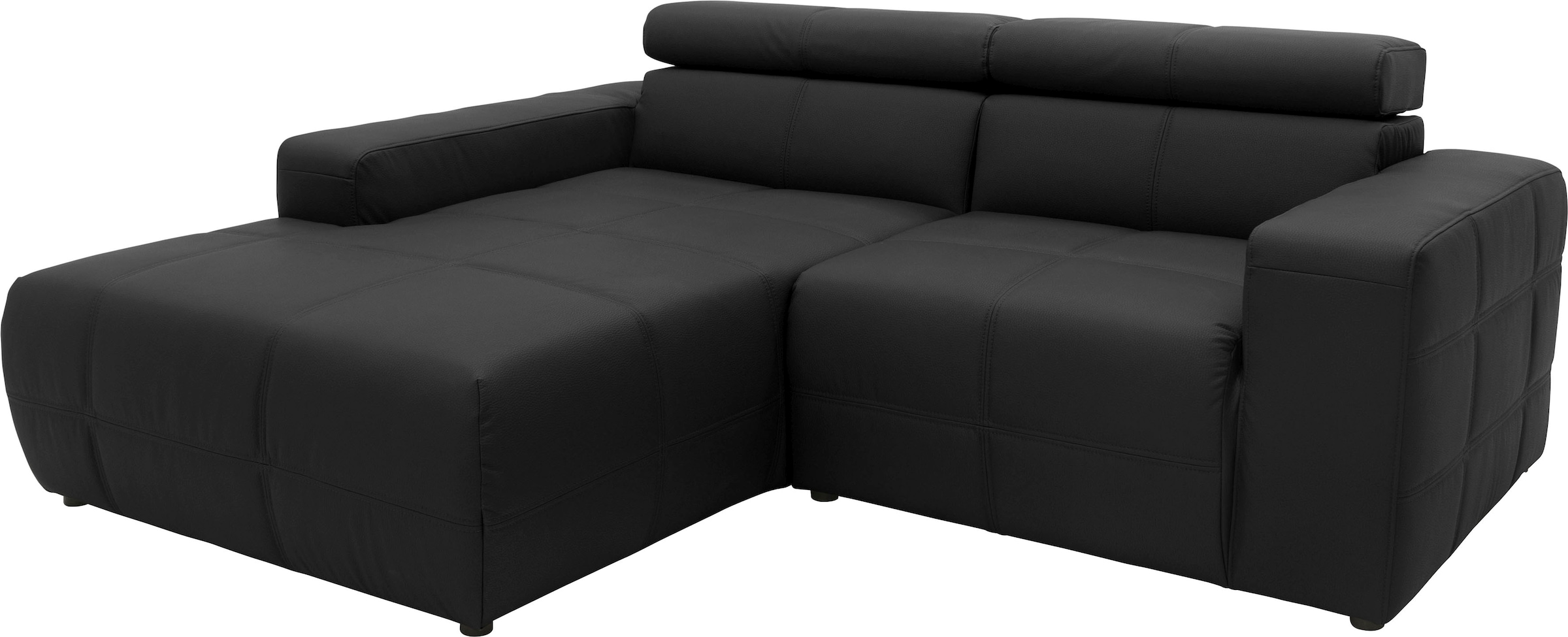 DOMO collection Ecksofa »Brandon, inkl. Kopfteilverstellung, B/T/H: 214/100/80 cm, L-Form«, Mit Kopfteilverstellung, auch in Leder und Cord, L-Form