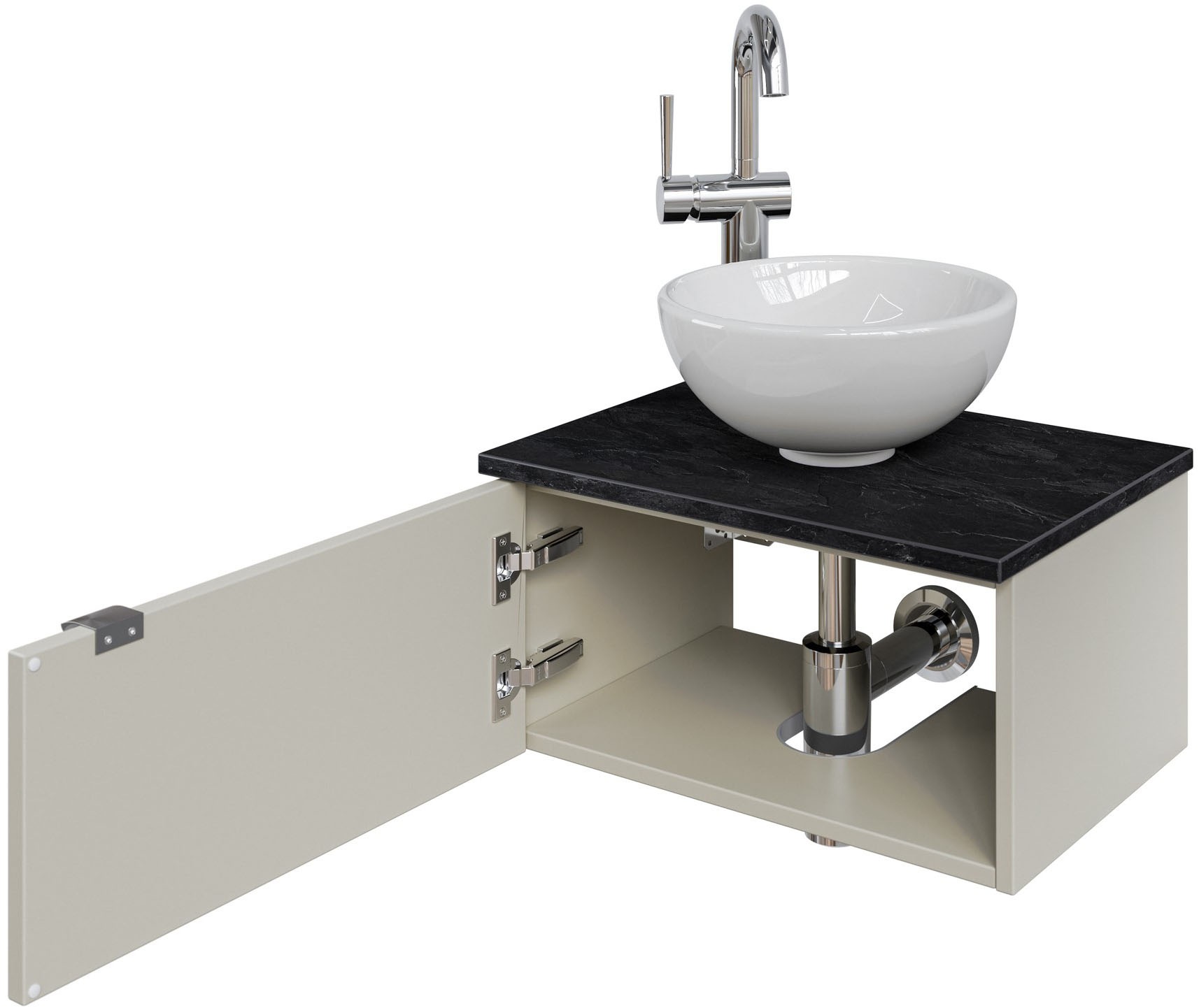 Saphir Waschtisch »Serie 6915 Waschschale mit Unterschrank für Gästebad, Gäste WC«, 51 cm mit Keramik-Aufsatzbecken und 1 Tür