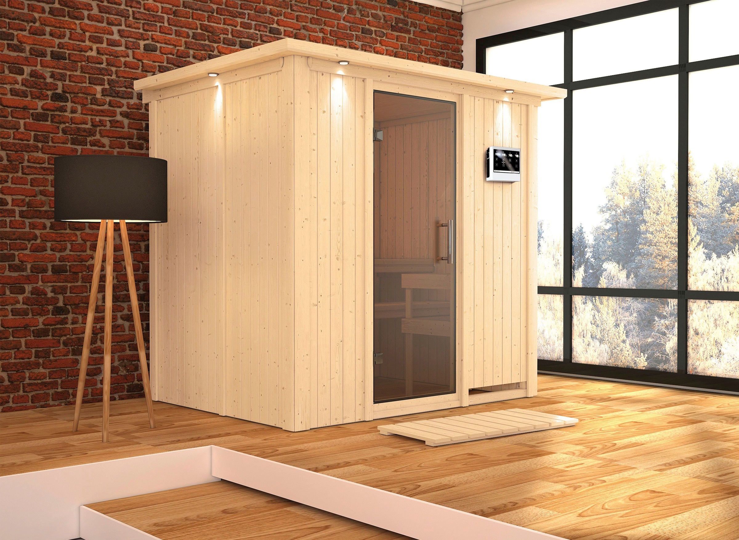 Karibu Sauna »Bedine«, 9 KW-Bio-Ofen mit externer Steuerung