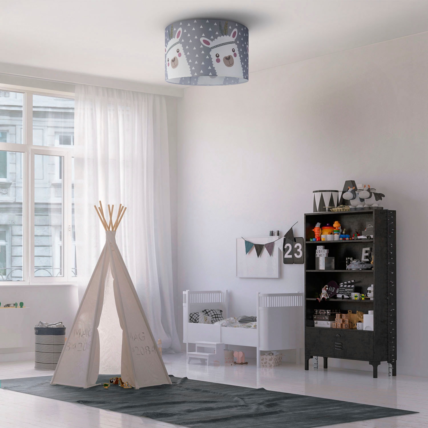 Paco Home Deckenleuchte »Ela 1 E27 Deckenlampe Kinderzimmer bestellen Lama-Motiv, LED flammig-flammig, Lampe Kinderlampe online 214«