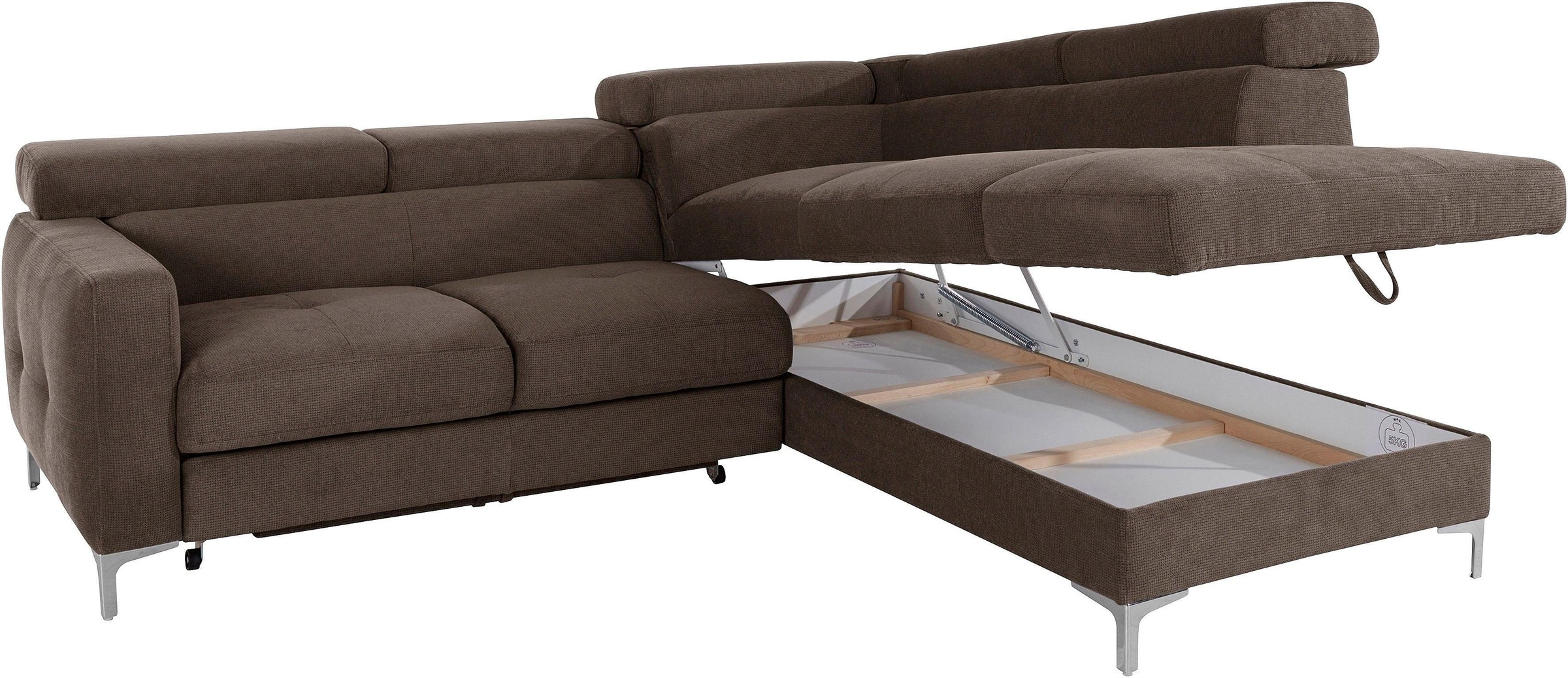 COTTA Polstergarnitur »Sammy L-Form«, (Set), Set bestehend aus: Ecksofa mit Kopfteilverstellung & Hocker