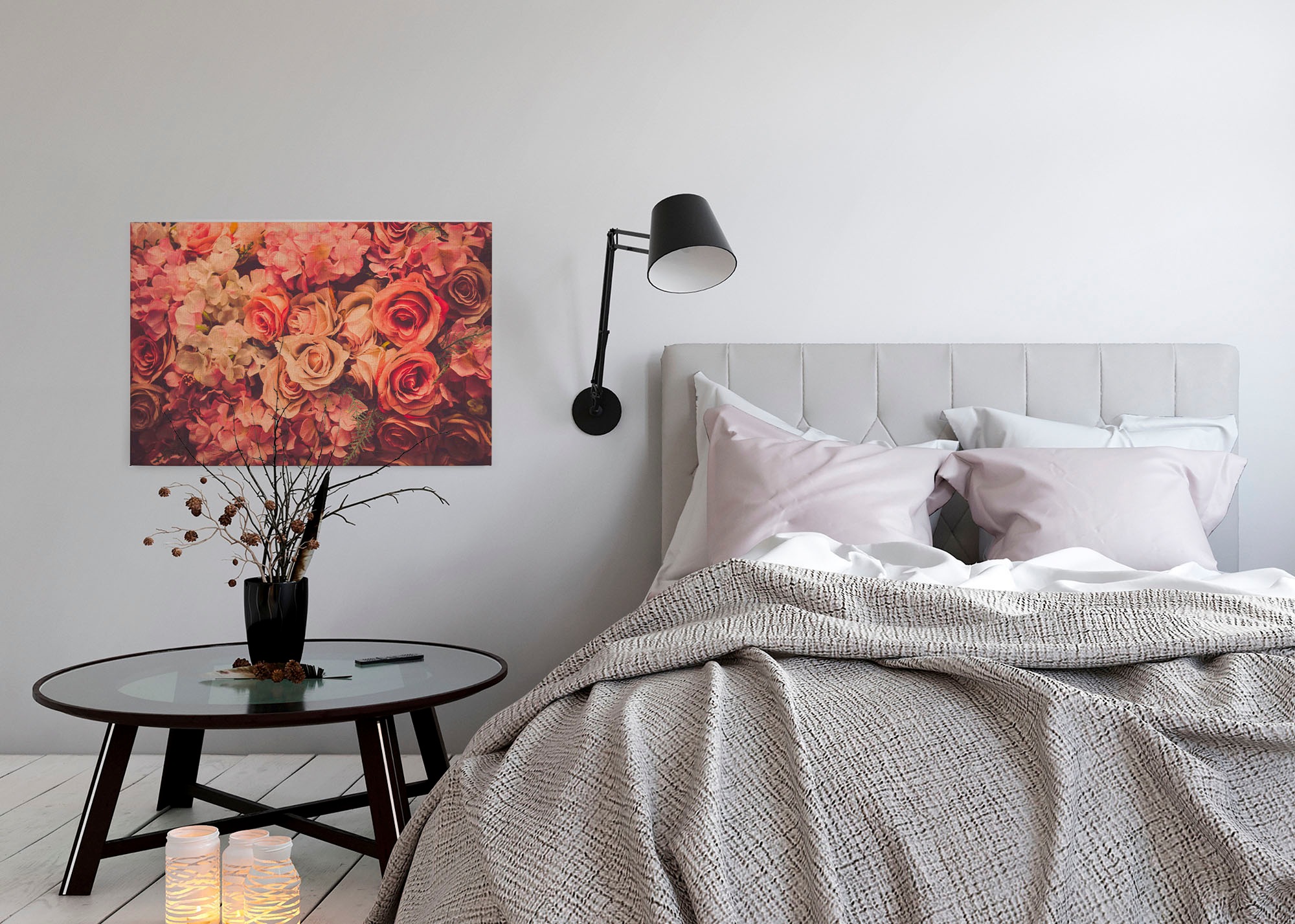 A.S. Création Leinwandbild »Flower Wall«, Kunst-Blumen-Kinder, (1 St.), Romantische Rosen Rosenbild Keilrahmen Leinwand-Bild Wohnzimmer modern