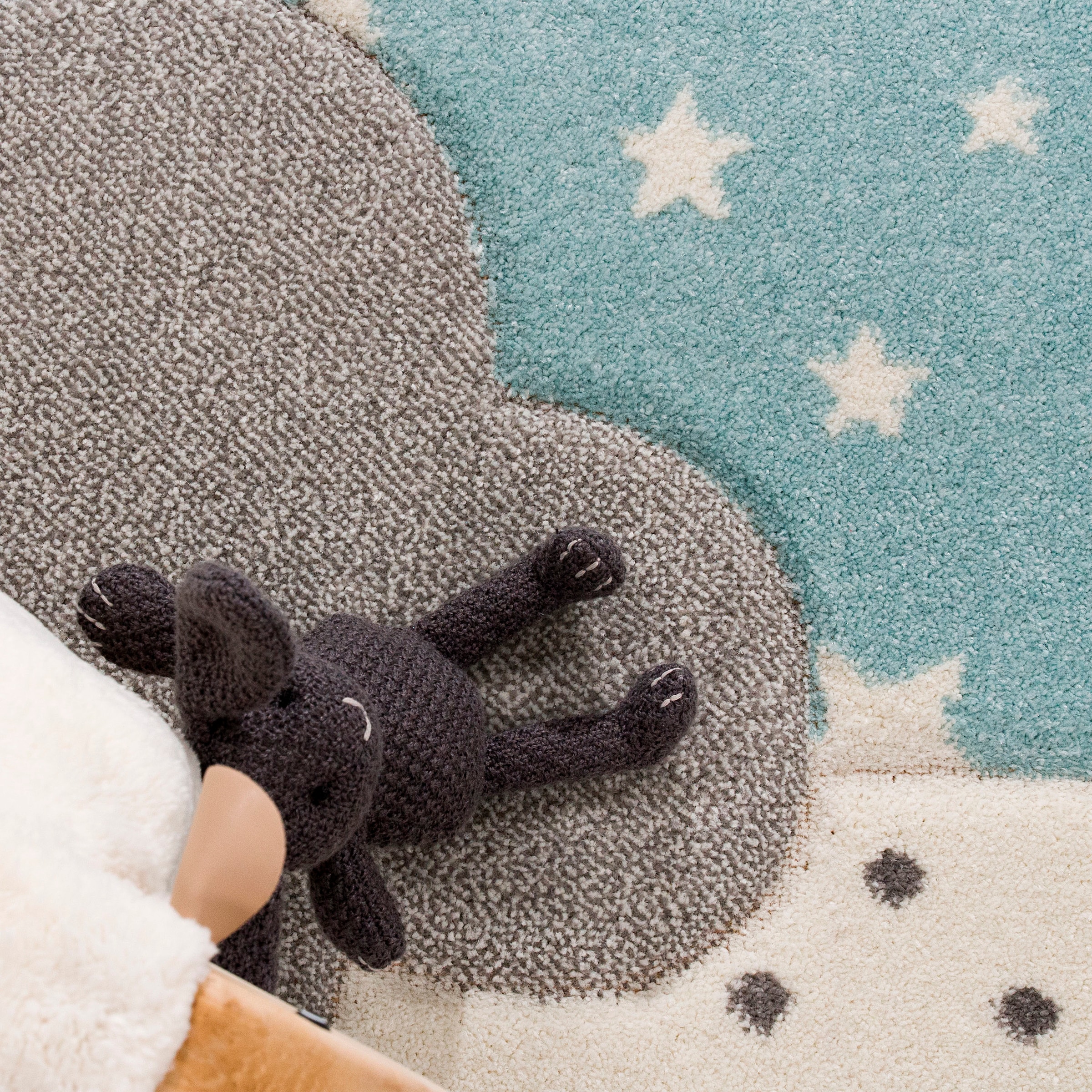 Paco Home Kinderteppich »Cosmo 755«, rechteckig, 18 mm Höhe, 3D-Design, Patchwork Muster, Motiv Sterne, Wolken & Punkte, Pastell