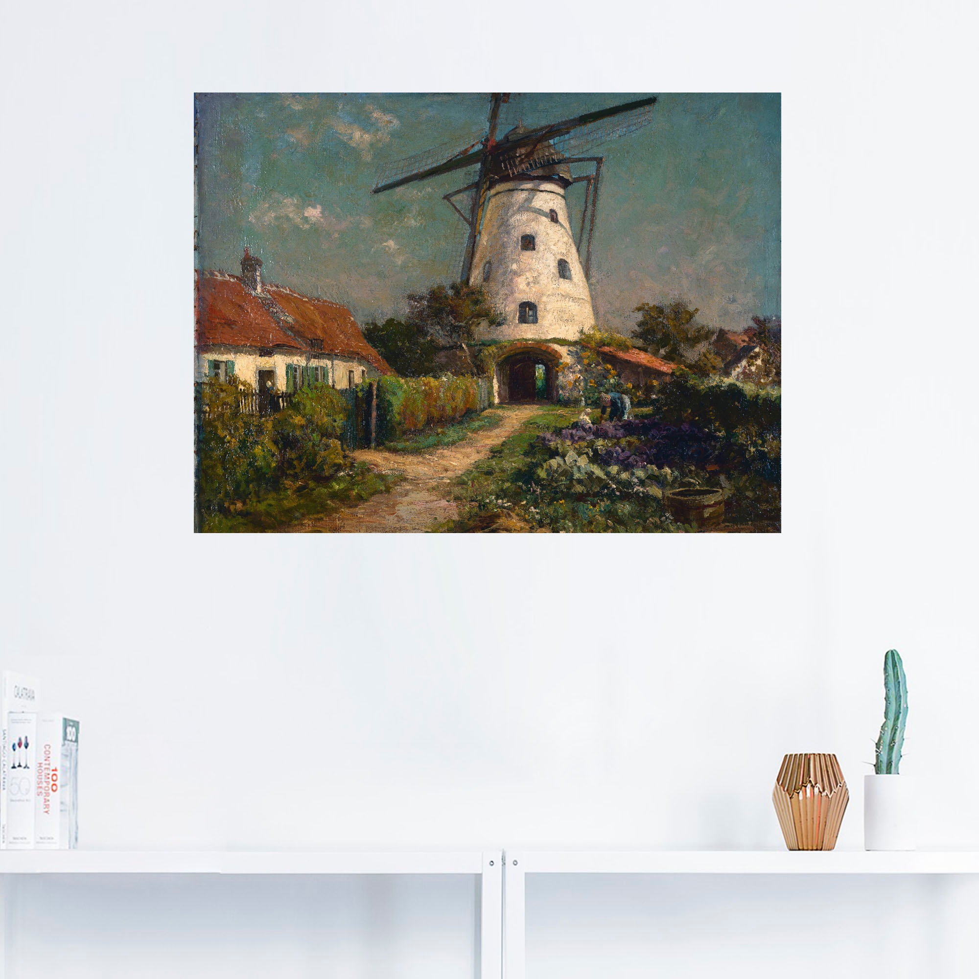 Artland Wandfolie »Bauerngarten bei einer Windmühle.«, Gebäude, (1 St.), selbstklebend