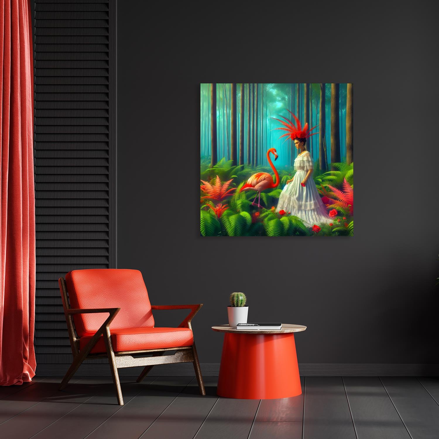 queence Acrylglasbild »Women Art«, Vögel-Fantasy-Frau-Flamingos-Blumen-Blum günstig online kaufen
