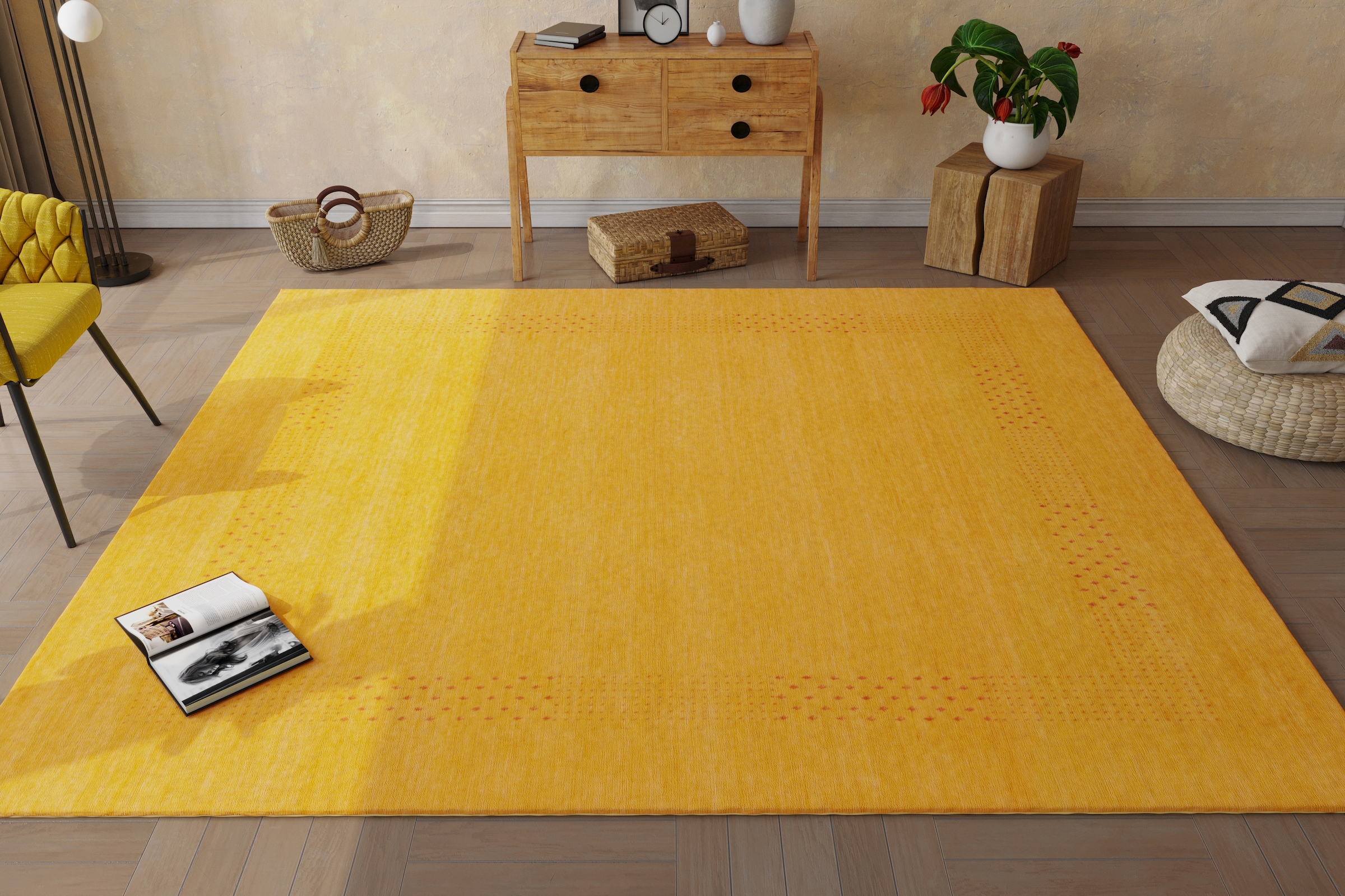 morgenland Wollteppich »Nova - Gabbeh Teppich - Loribaft Perser«, quadratisch, 1,5 mm Höhe, Flachgewebe