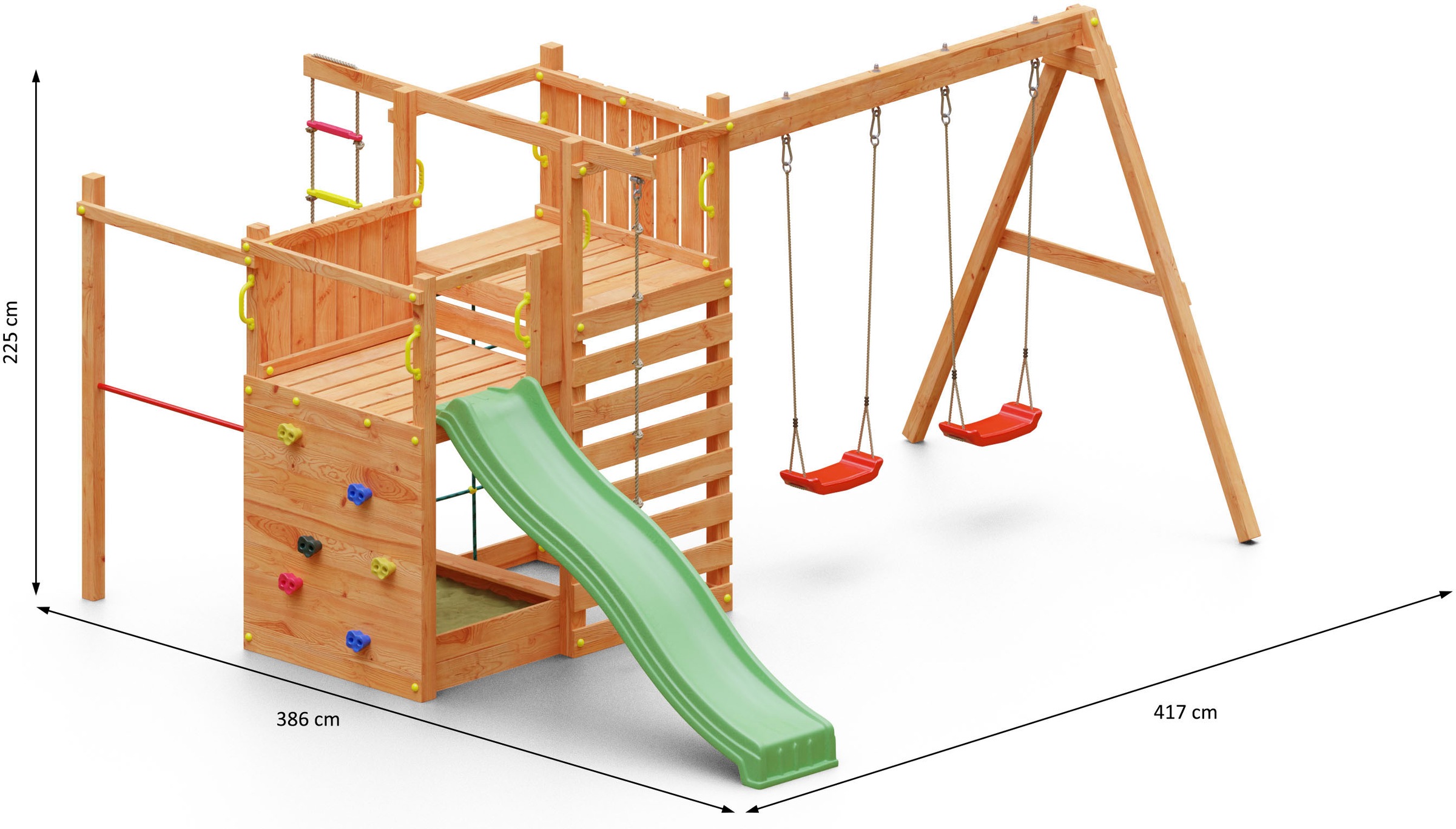 FUNGOO Spielturm »Climbing Star 3« mit Schaukel & Rutsche, Klettererweiterung, FSC® - schützt Wald