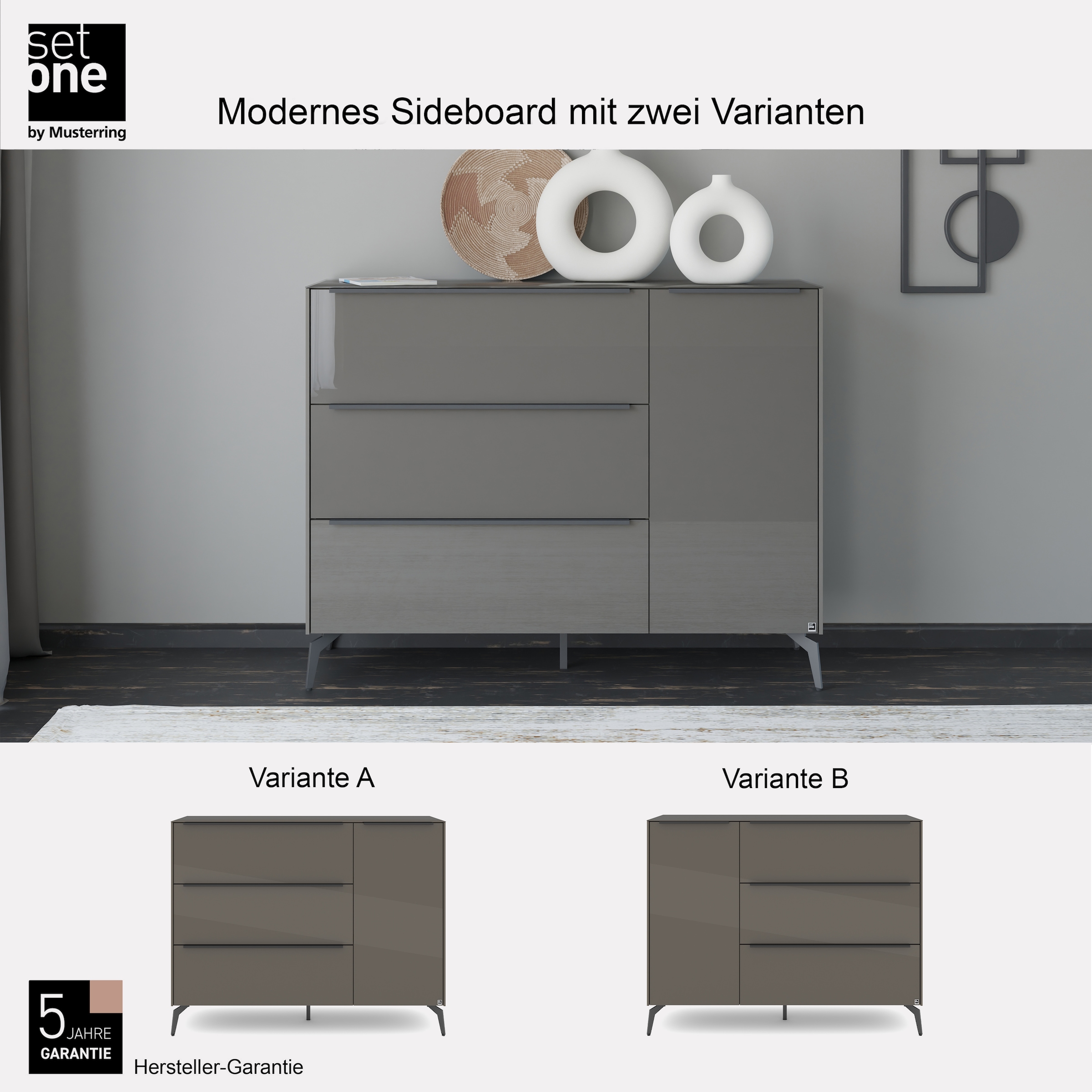 set one by Musterring Sideboard »Reno« 1 Stk. tlg. Mit Winkelfuß in diversen Farben, 109 cm Höhe & Farbauswahl
