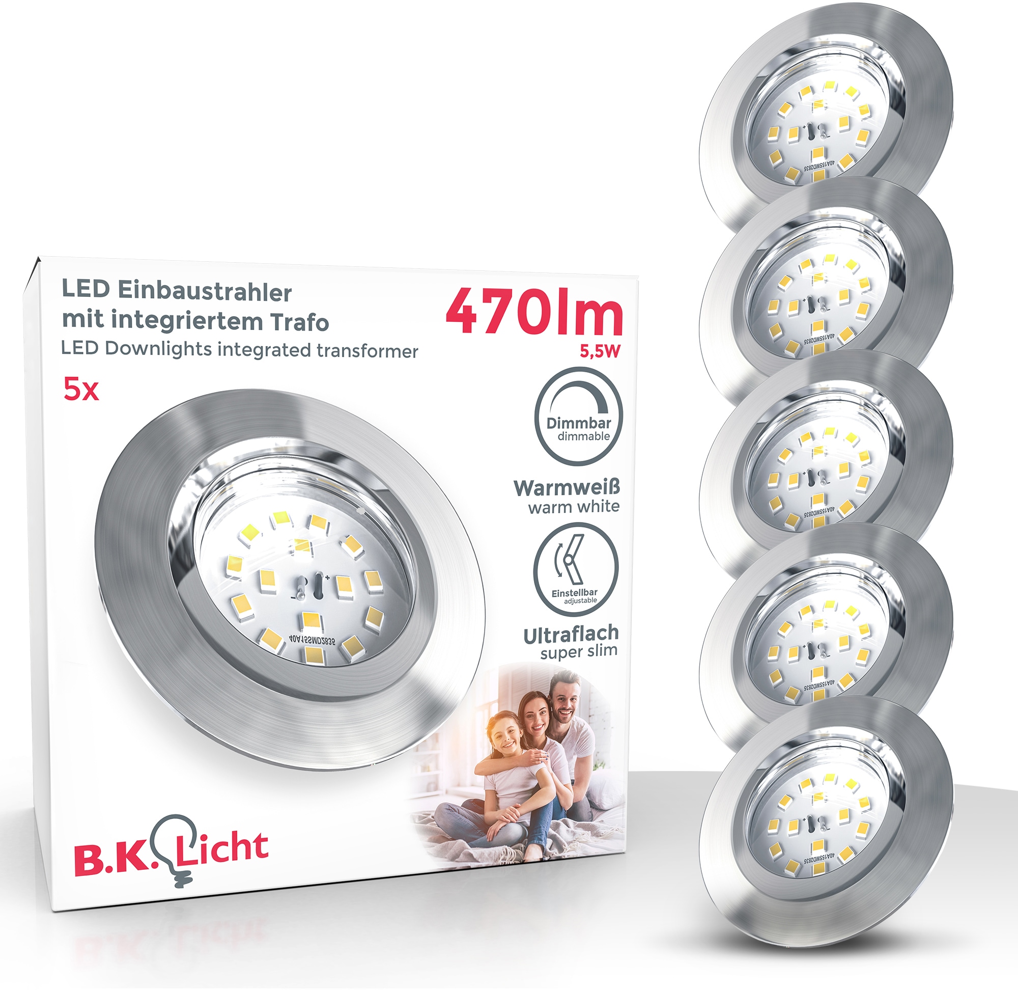 B.K.Licht LED Einbauleuchte »5er Set Einbaustrahler, Dimmbare Deckenstrahle günstig online kaufen