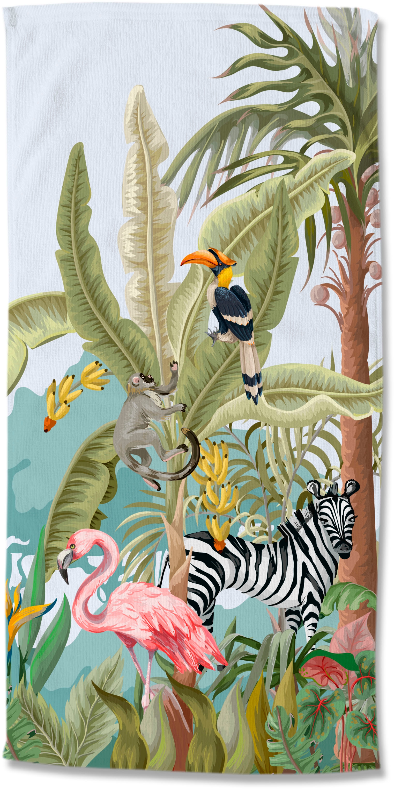 Strandtuch »Jungle party«, (1 St., Strandtuch 75 x 150 cm), schnell trocknet