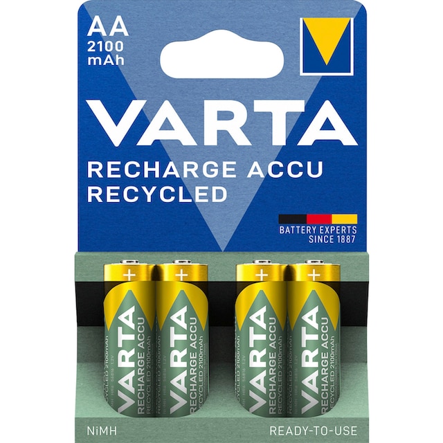VARTA wiederaufladbare Batterien »wiederaufladbare Akkus«, 1,2 V, (Packung, 4  St.), VARTA Recharge Accu