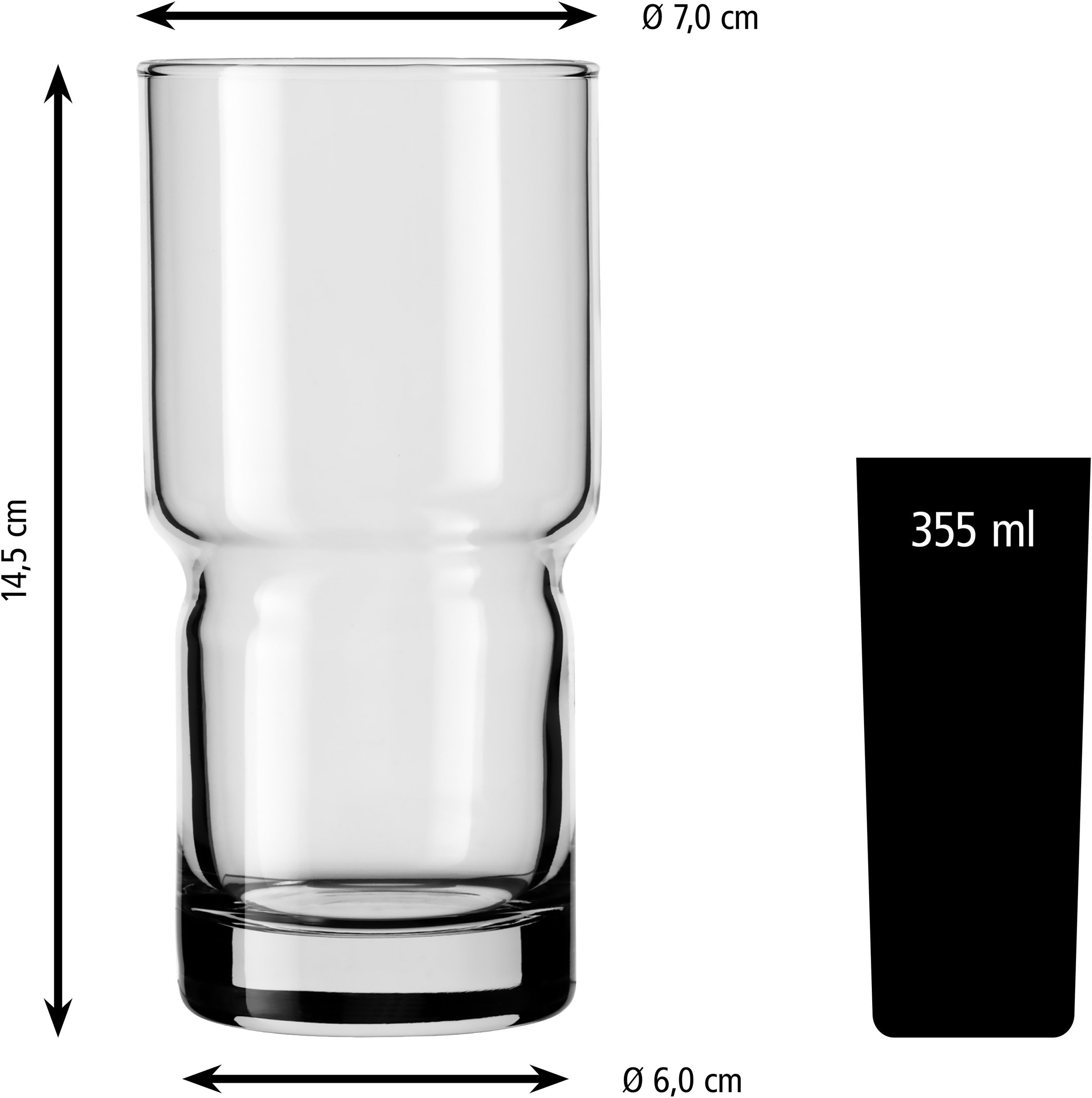 LIBBEY Gläser-Set »Beverage Glas -NEWTON- 355 ml, Ø: 7 cm, H: 14,5 cm, 12er Set«, (Set, 12 tlg.), hochwertig verarbeitet, im modernen Design