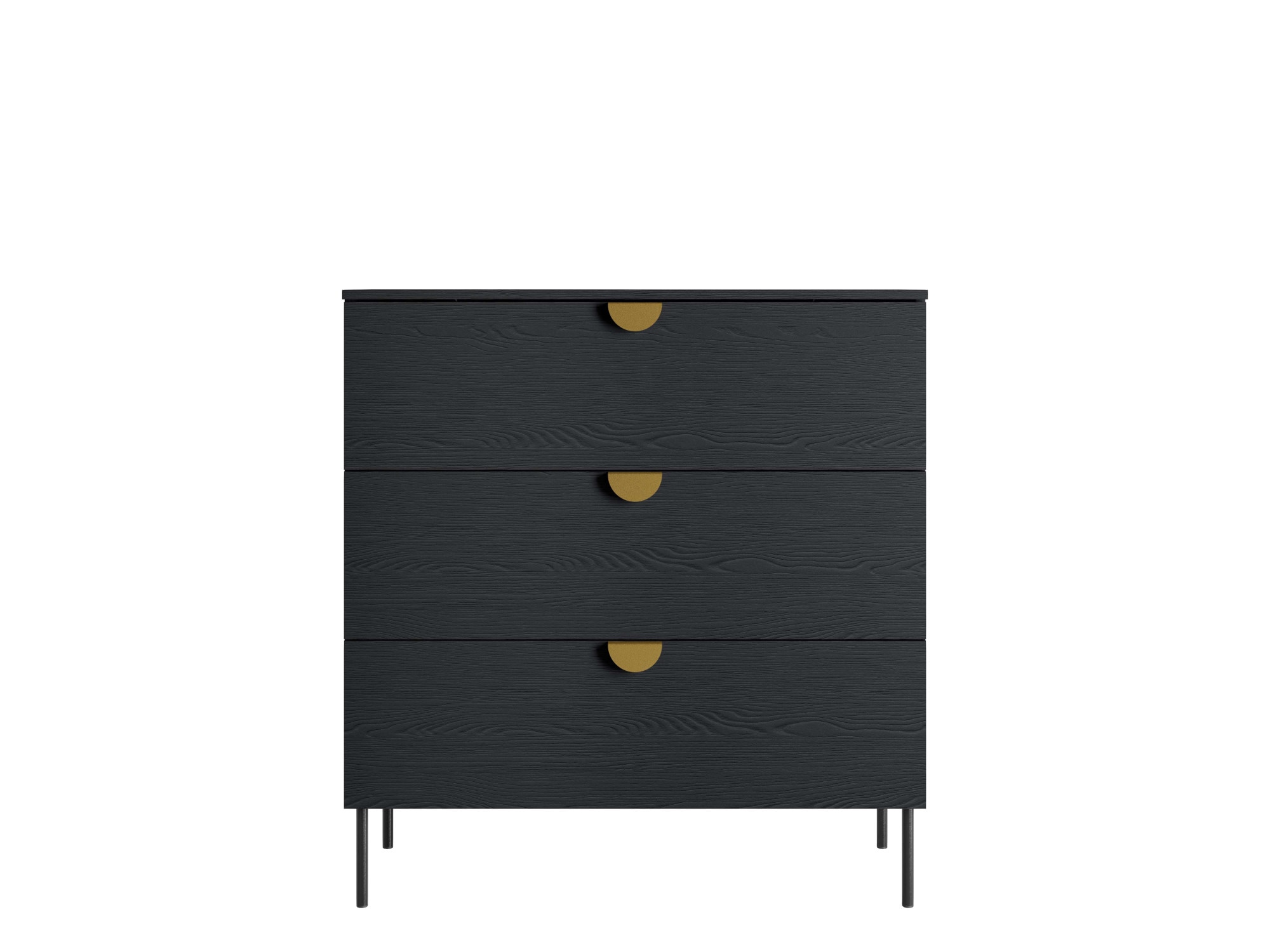 Leonique Kommode »Kommode Bellot mit 3 Schubladen und goldenen Metallgriffen«, Sideboard auf Metallfüßen, BxTxH 100x40x107 cm