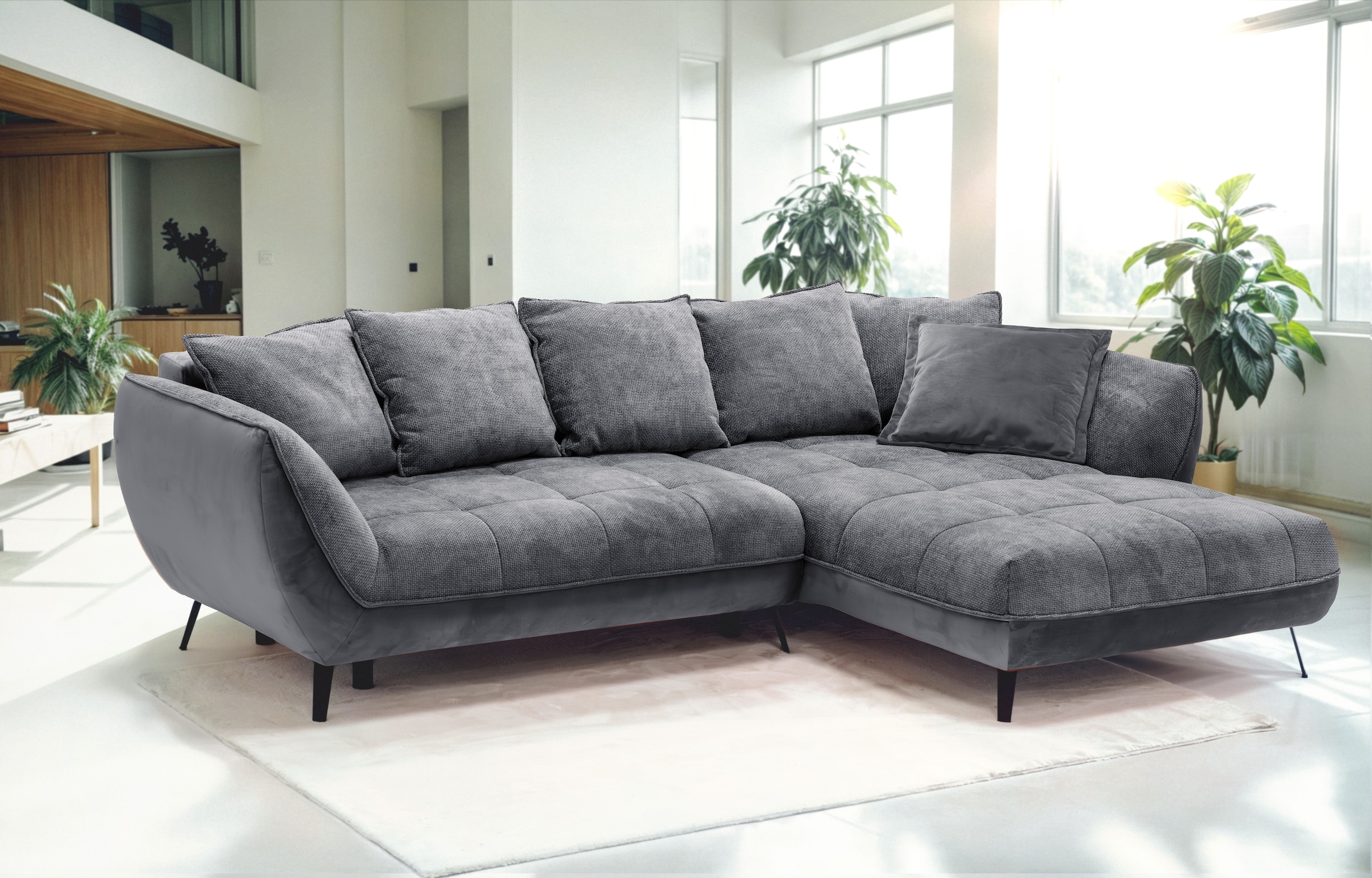 exxpo - sofa fashion Ecksofa »Midway mit einfacher Easy-Lift-Bettfunktion, bequem und modern«, inkl. Bettfunktion und praktischem Bettkasten, L-Form