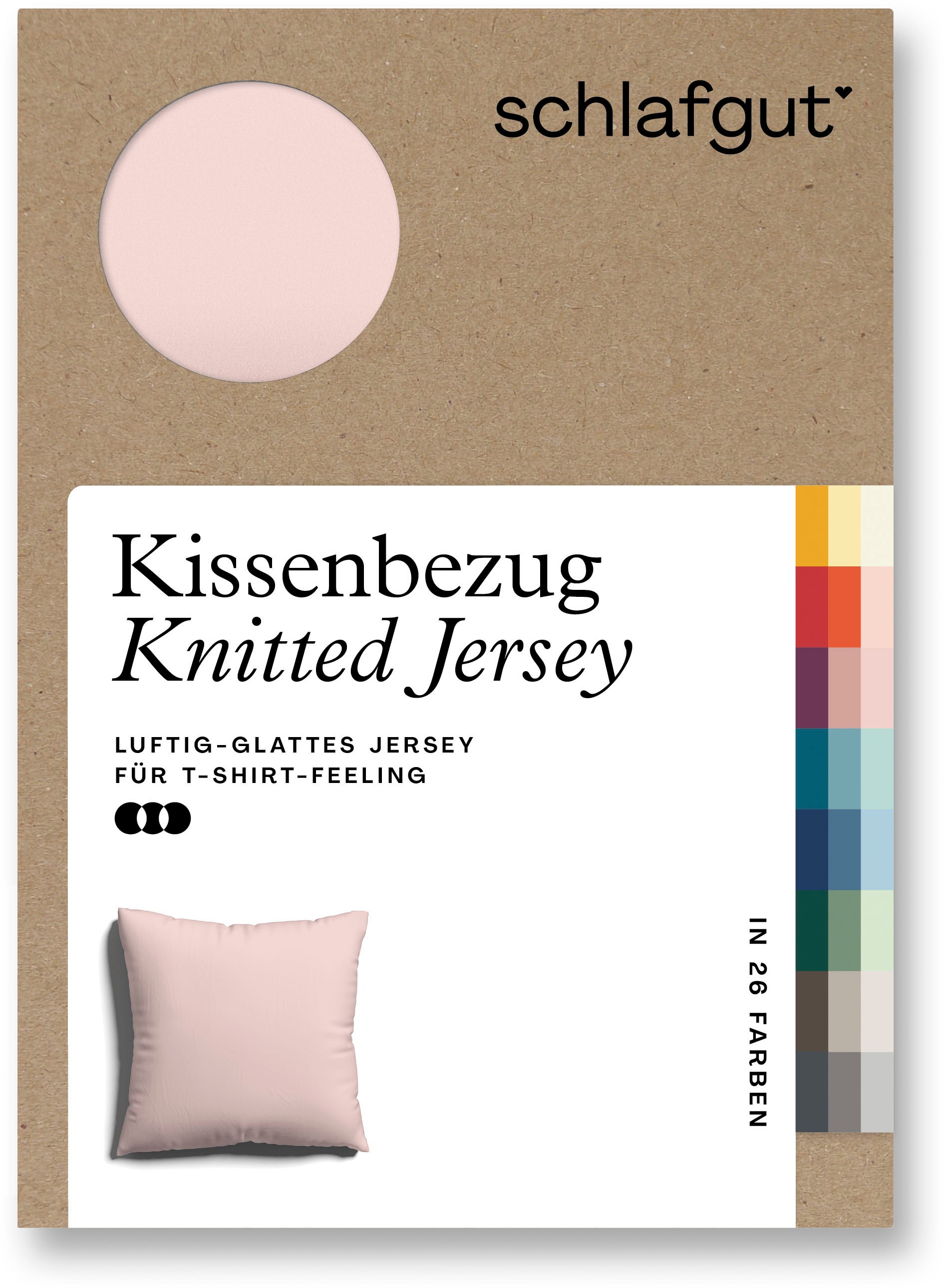 Schlafgut Kissenbezug »Knitted Jersey aus Bio-Baumwolle mit Elasthan, bügelfrei,«, (1 St.), besonders fein gestrickt, Kissenhülle mit farbigem Reißverschluss