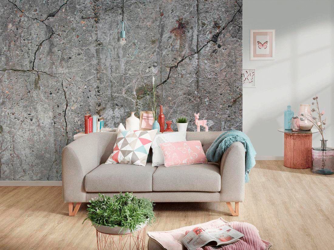 living walls Fototapete »Beton Vintage« glatt Steinwand Fototapete Betonoptik 3,50 m x 2,55 m   Tapete