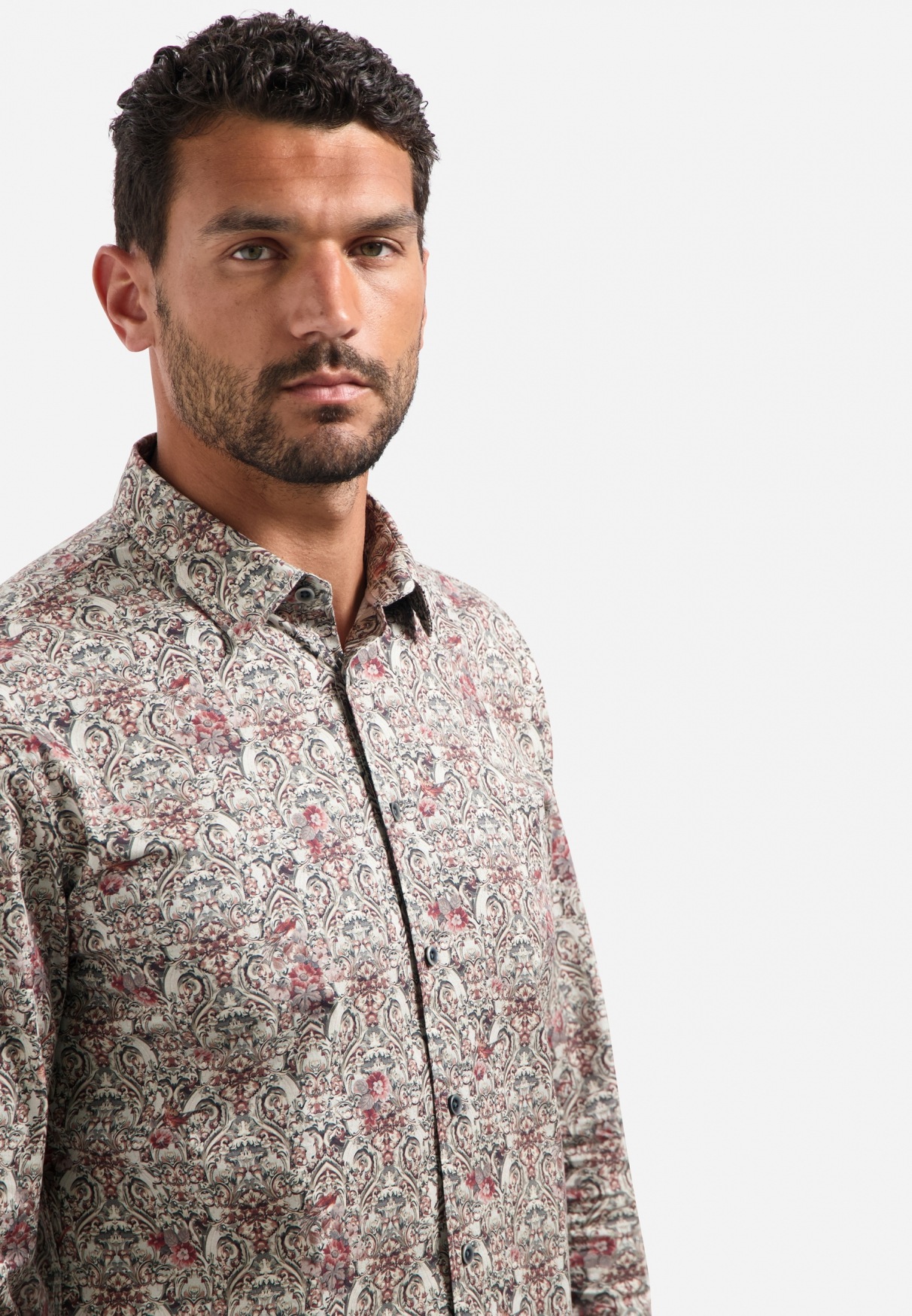 NO EXCESS Langarmhemd »No Excess Bedrucktes Hemd Shirt Stretch Allover Printed«