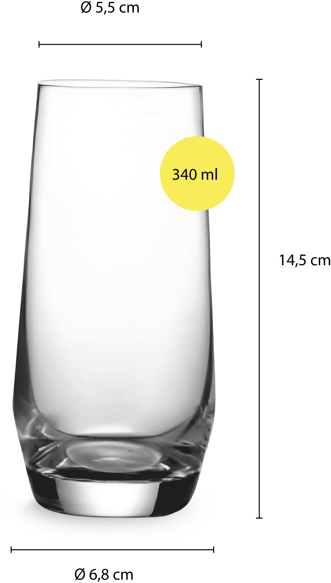 ECHTWERK Gläser-Set »Wasser-Gläser ca. 340 ml«, (Set, 12 tlg.), Formschöne Trinkgläser aus hochklarem, bleifreiem Glas