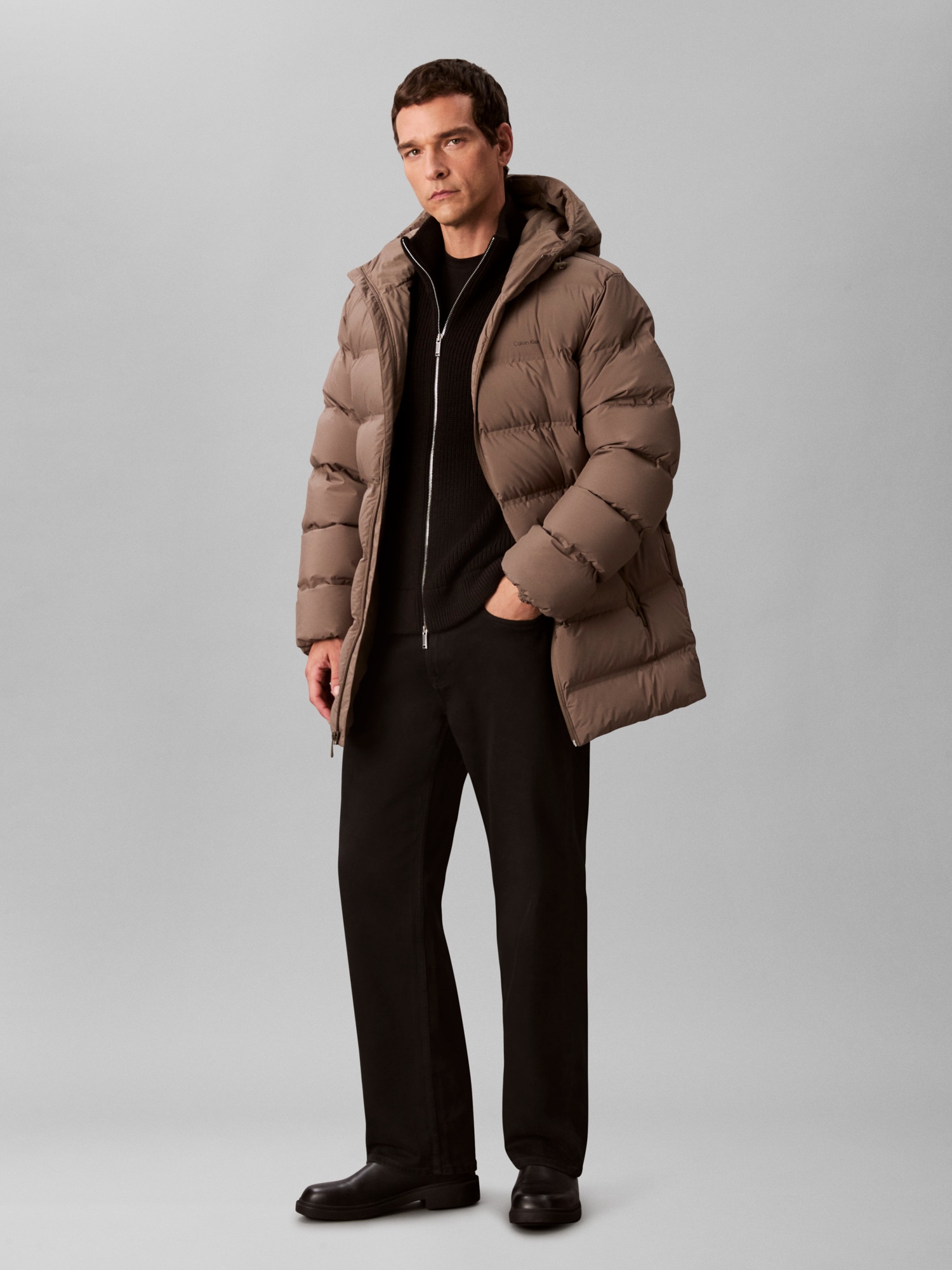 Calvin Klein Jeans Steppmantel »LS BONDED CHNNLD LONG HOODED PUF« Mit Rundhalsausschnitt, regular fit