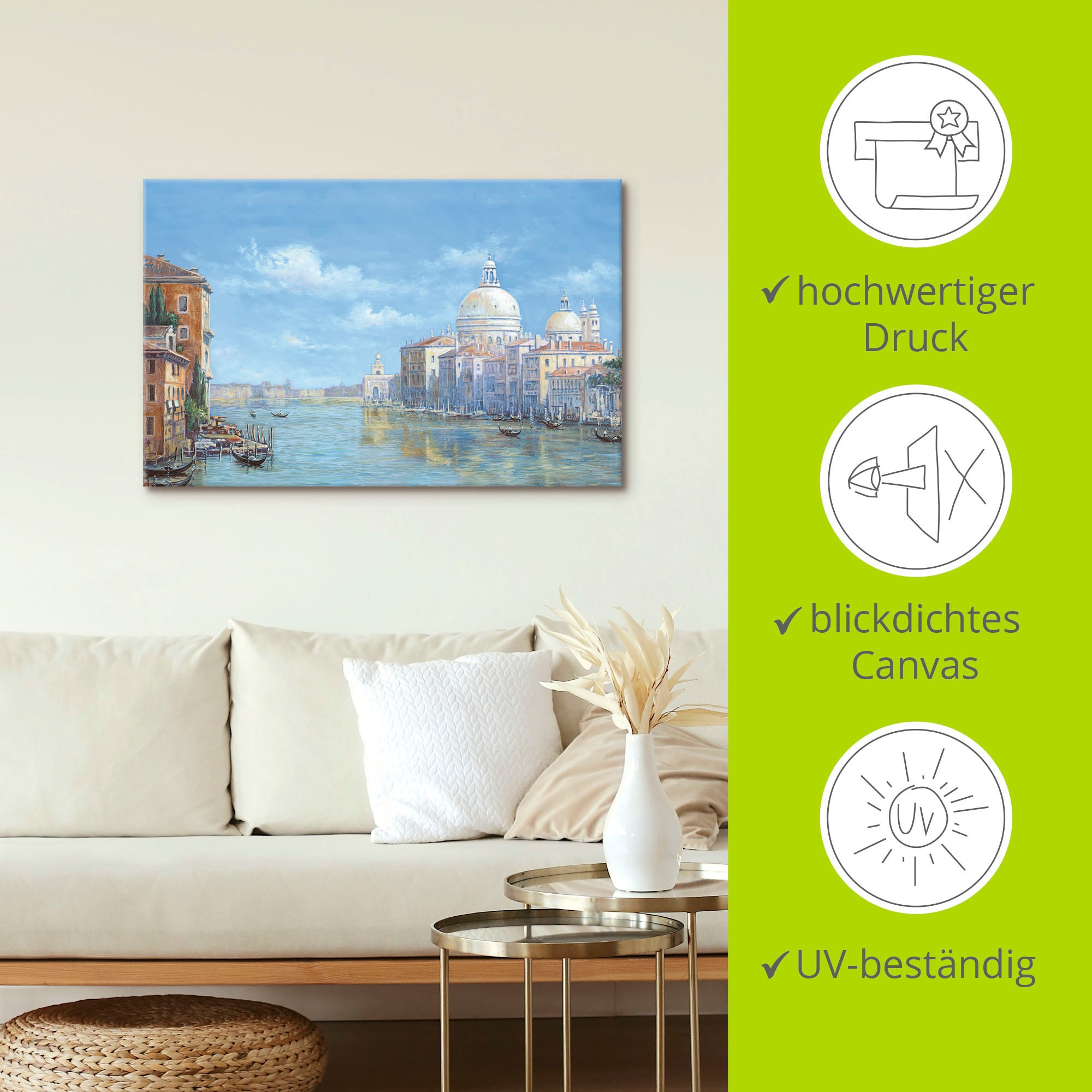 Artland Leinwandbild »Venedig« Europa 1 Stk. tlg. auf Holzrahmen gespannt