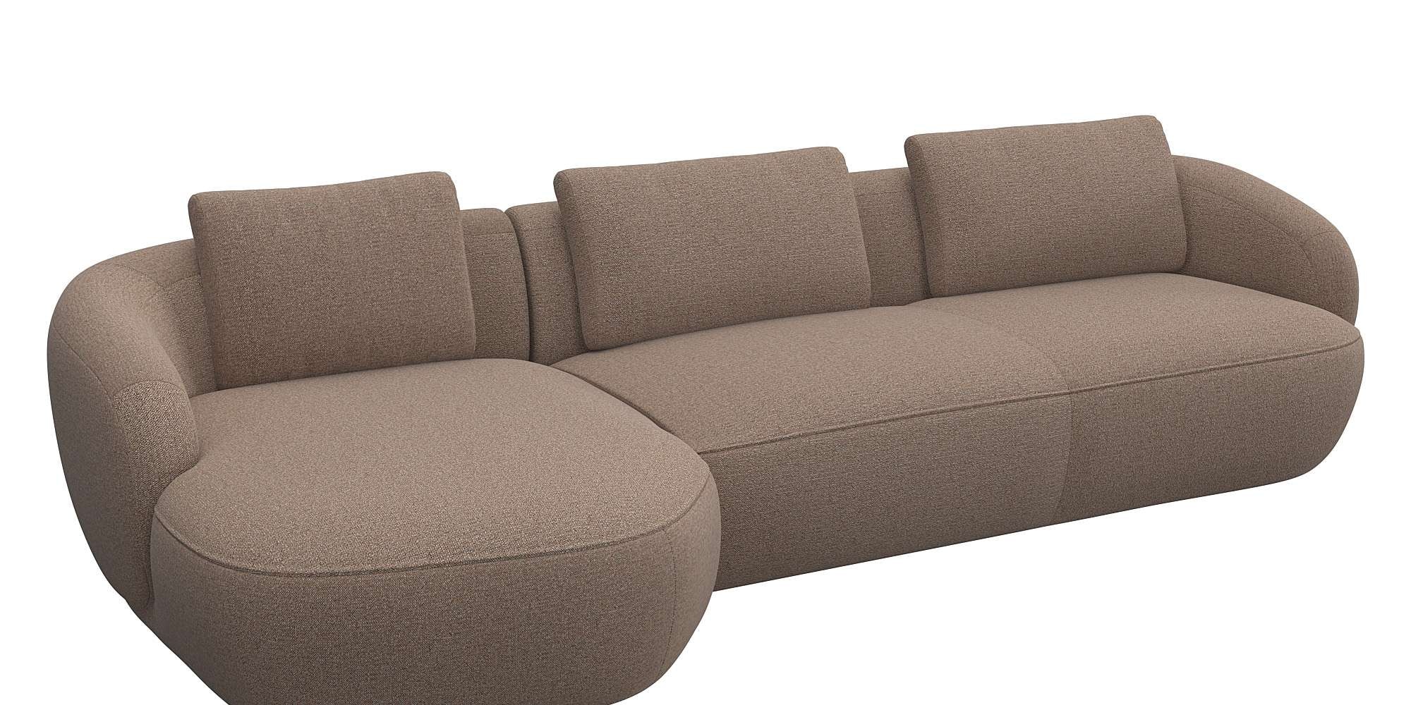 FLEXLUX Wohnlandschaft »Torino, rund, L-Form, Sofa-Ecke mit Recamiere, Longchair-Sofa«, Modernes, organisches Sofa-Design, Kaltschaum, Wellenunterfederung