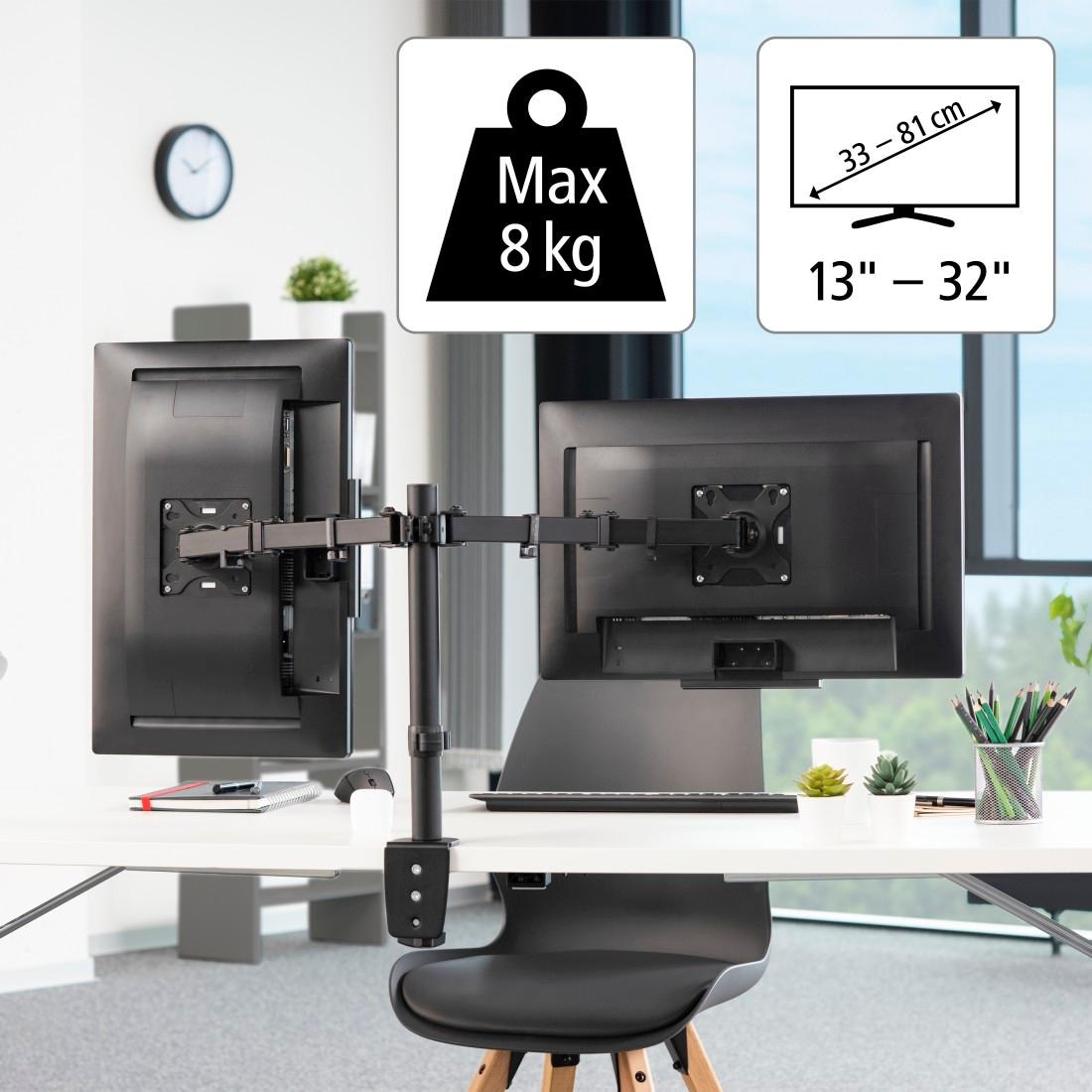 Hama Monitor-Halterung »Bildschirmhalterung, 2 Monitore, 13"-32" Doppelarm«, bis 81 cm Zoll