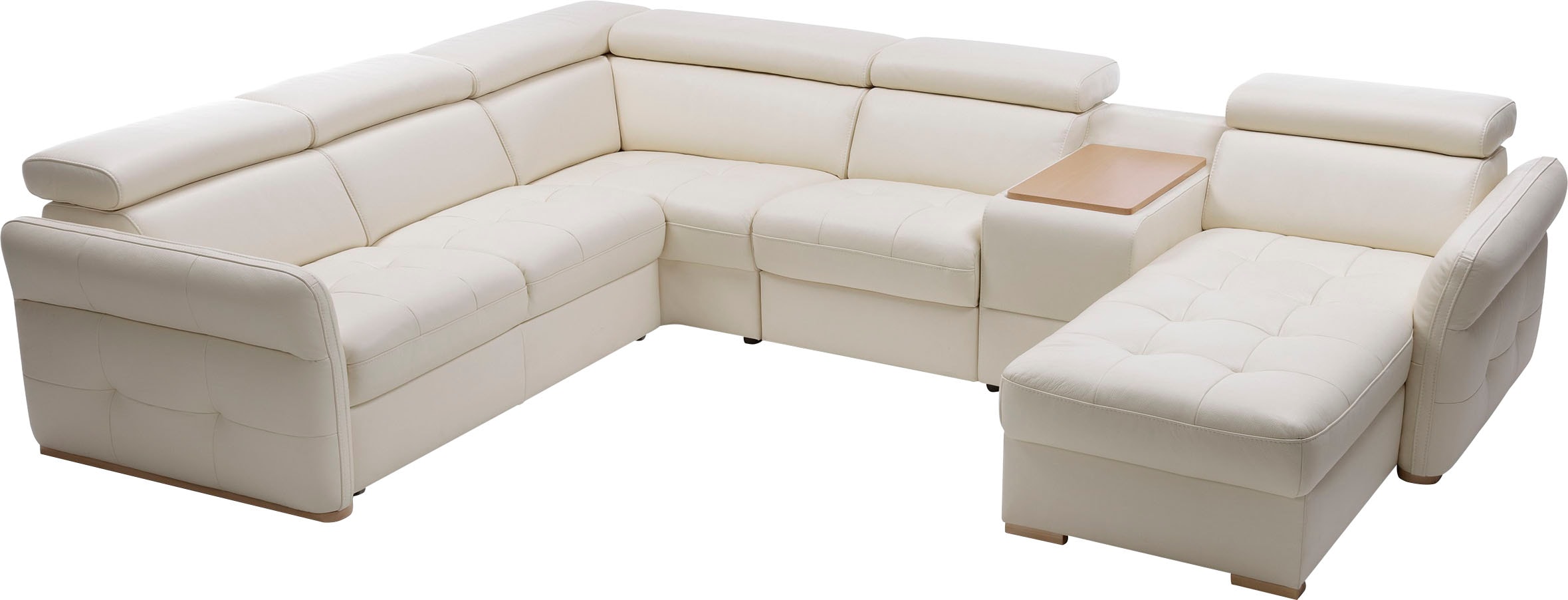 exxpo - sofa fashion Wohnlandschaft »Massimo, Familien Sofa mit viel Platz, Lederbezug, bequem, komfortabel«, U-Form, inkl. Bettfunktion, Bettkasten, elektr. Relaxfunktion