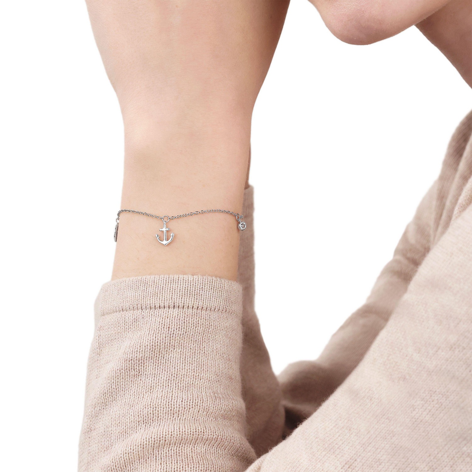 TOM TAILOR Silberarmband »Anker« mit Zirkonia (synth.)
