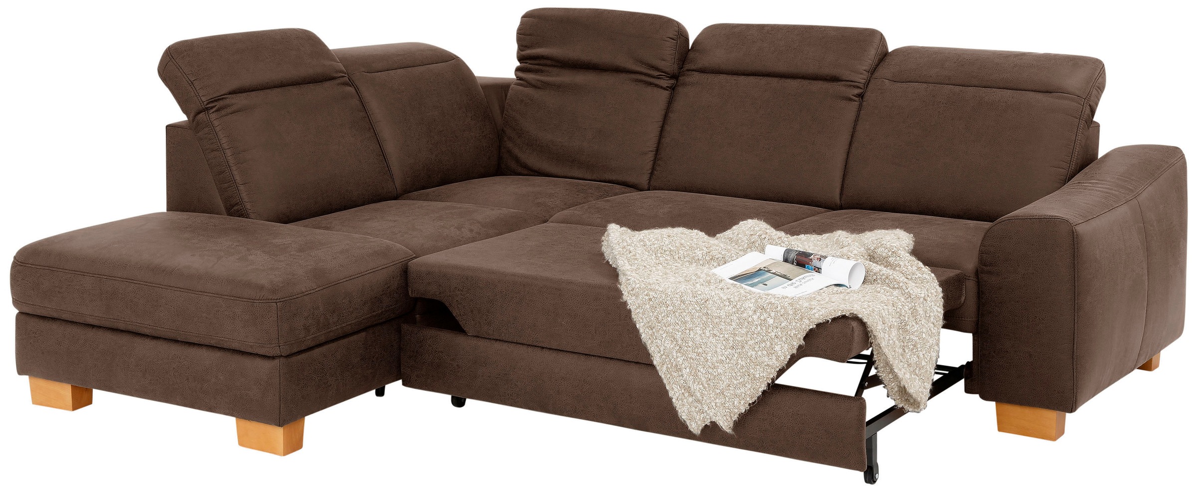 Home affaire Ecksofa »Dundee L-Form«, wahlweise mit Kopfteilverstellung und zusätzlich mit Bettfunktion