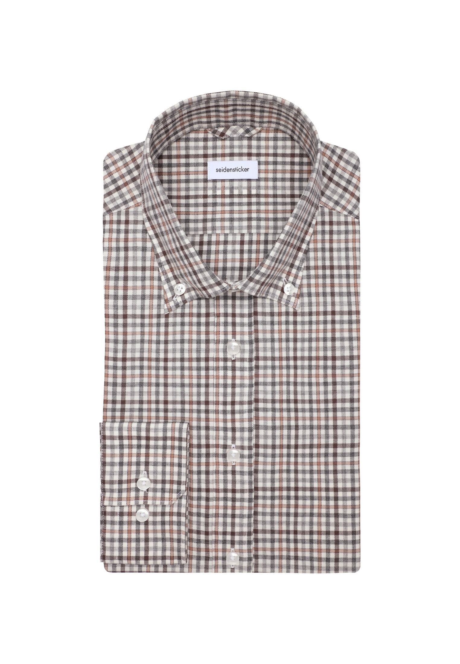 seidensticker Flanellhemd »Schwarze Rose«, Slim 1/1 Button-Down-Kragen Karo