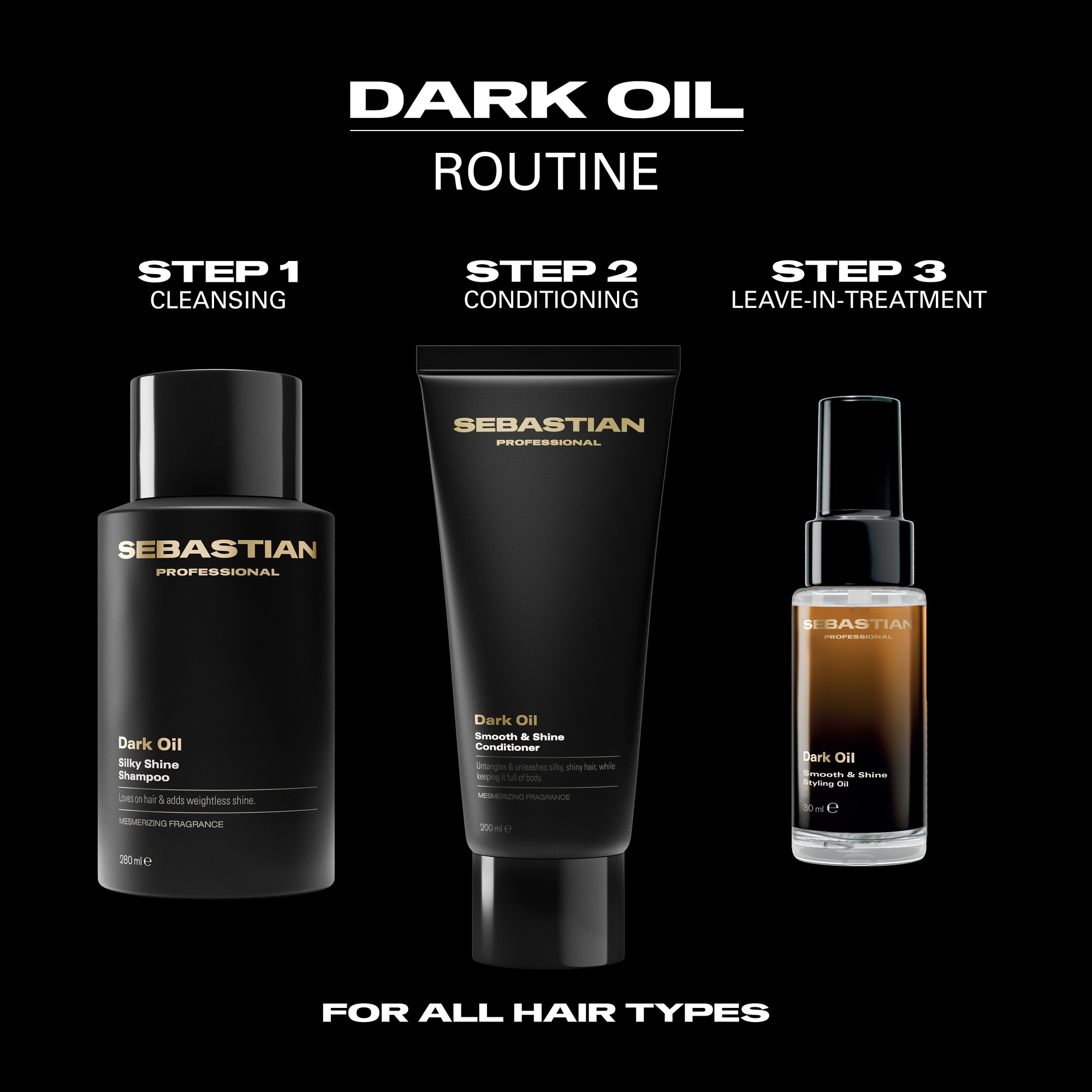 Sebastian Professional Haarpflege-Set »SEBASTIAN Professional Dark Oil Geschenkset« Shampoo, Conditioner und Stylingöl