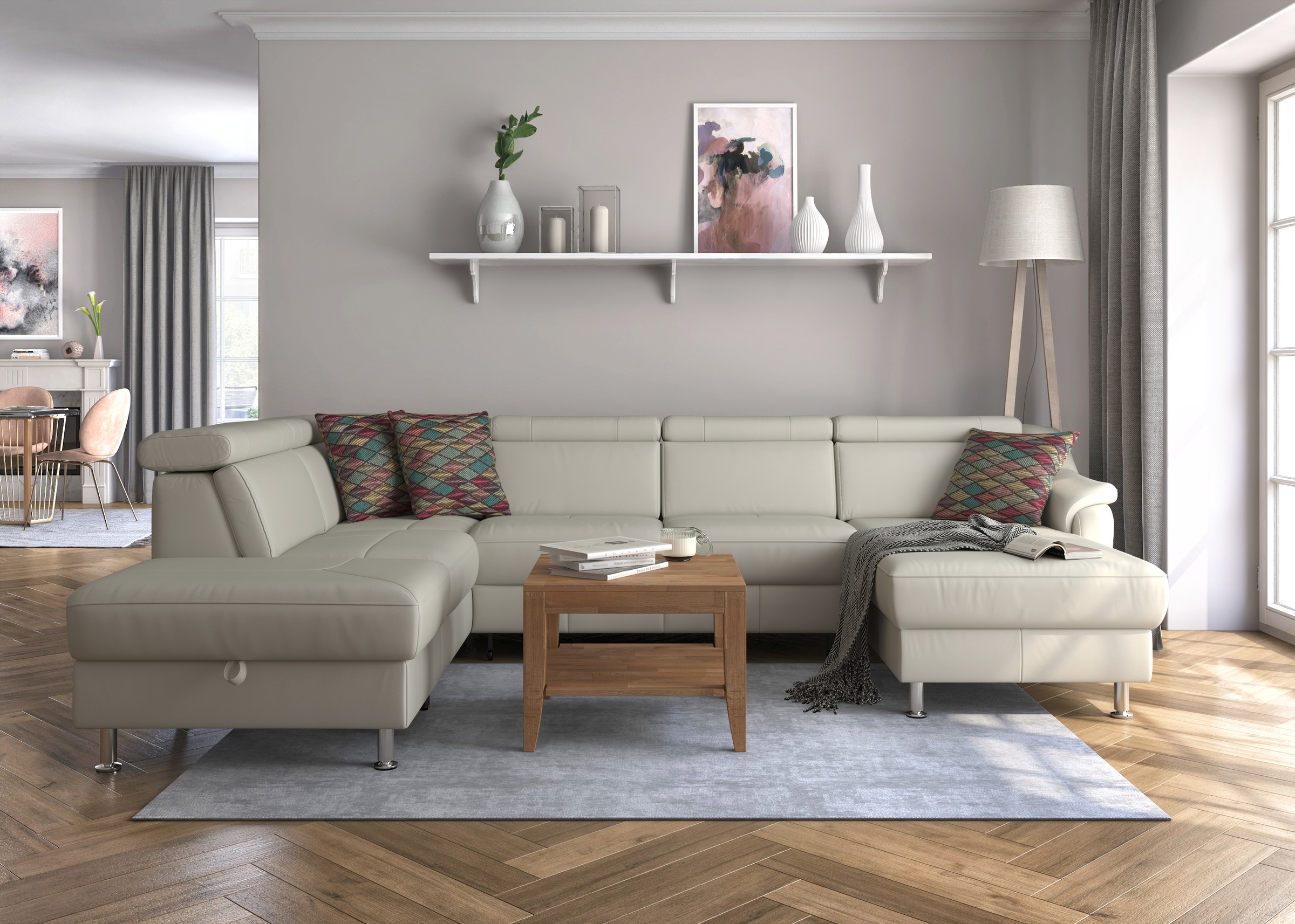 sit&more Wohnlandschaft »Freetown U-Form«, Kopfteilverstellung und Federkern, wahlweise mit Bettfunktion