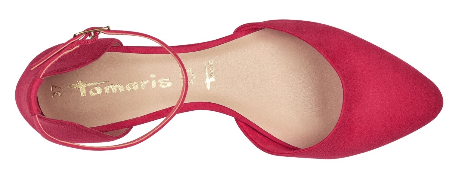 Tamaris Riemchenballerina, Blockabsatz, Sandalette, Abendschuh mit verstellbarem Riemchen