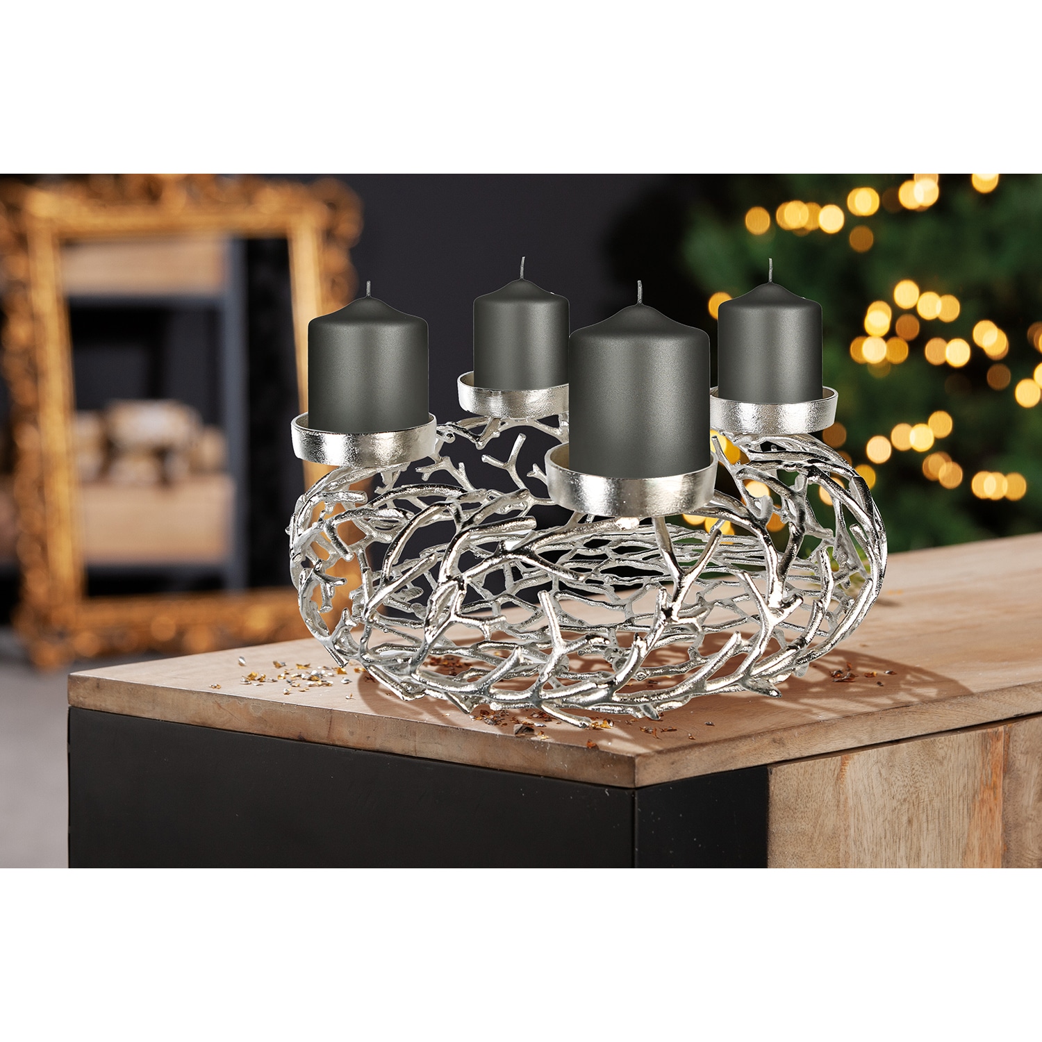 GILDE Adventskranz »Twigs« Aluminium, silber, verschiedene Größen günstig online kaufen