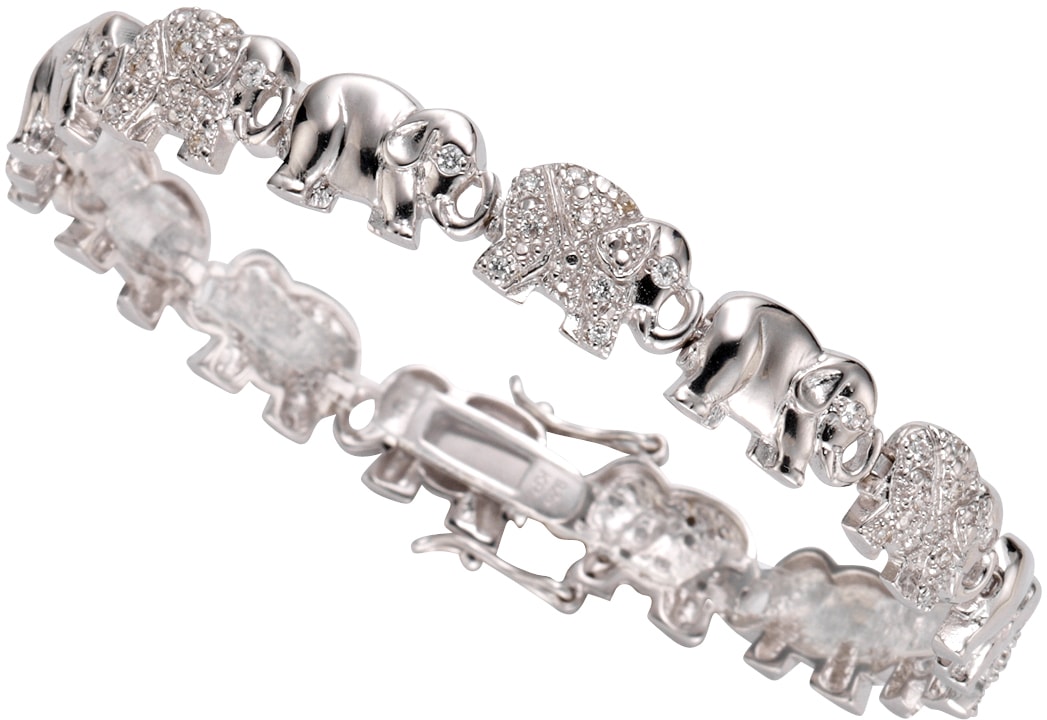 Firetti Armband »Schmuck Geschenk Silber 925 Armschmuck Armkette Elefanten«, mit Zirkonia (synth.)