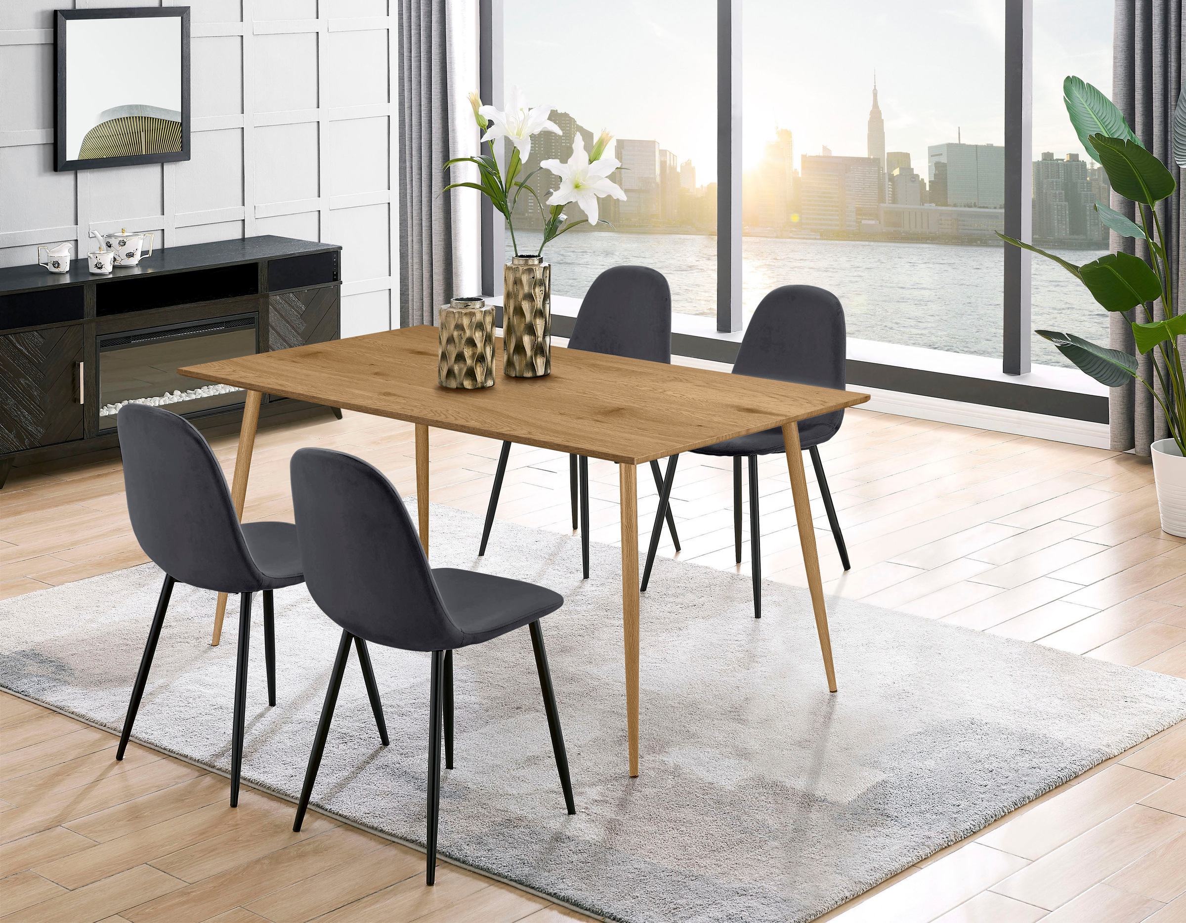 Leonique Essgruppe »Eadwine, TOPSELLER! Tisch plus 4 Stühle, Sitzgruppe« Se günstig online kaufen