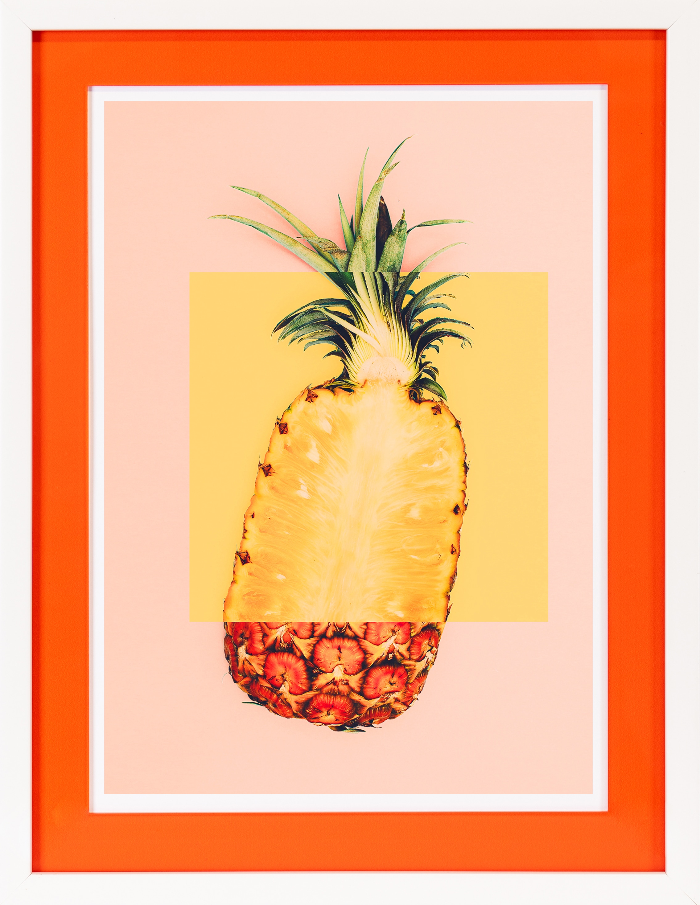 queence Bild mit Rahmen »Ananas, gelb, orange«, (1 St.), Poster mit buntem günstig online kaufen