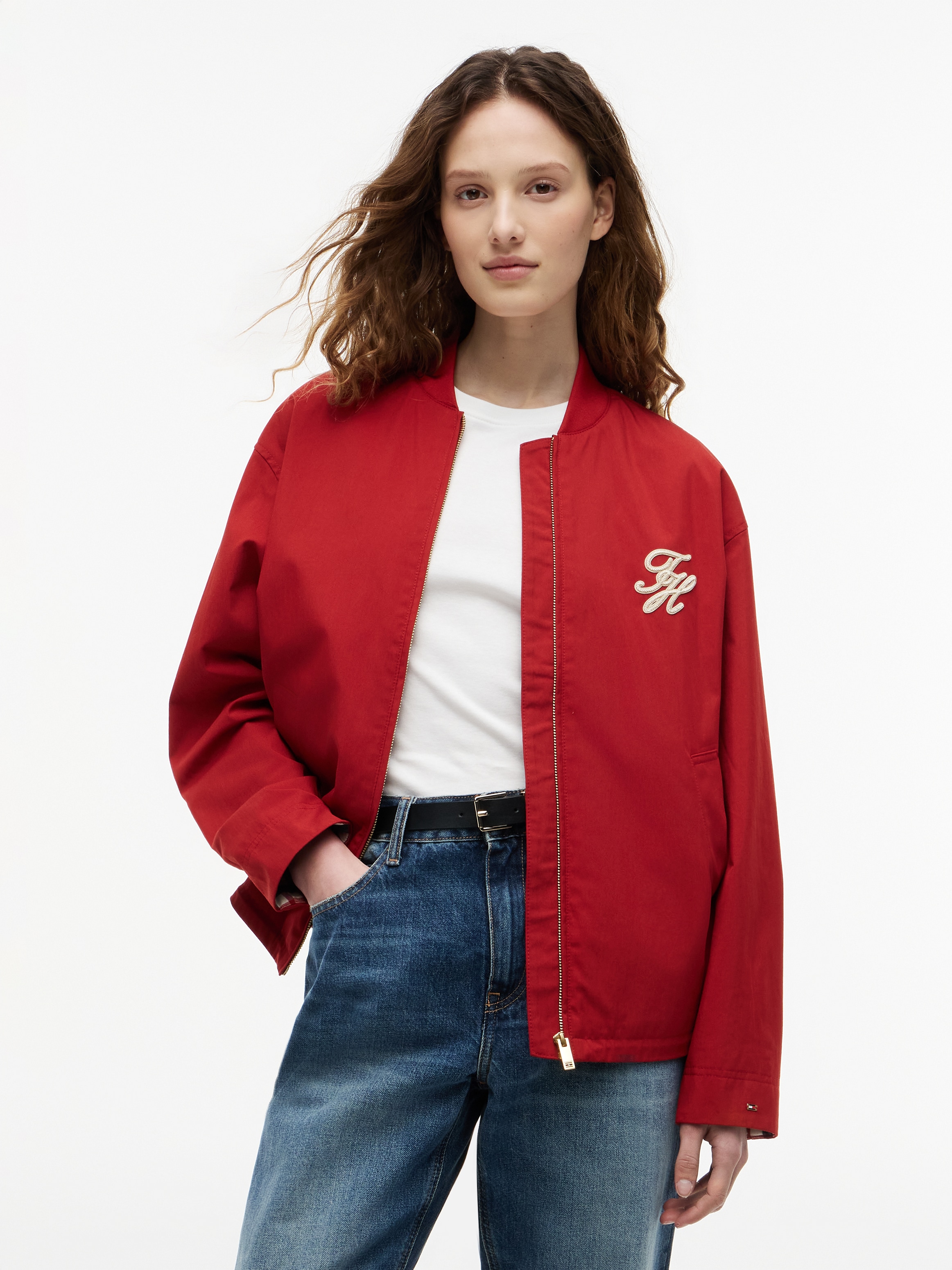 Tommy Hilfiger Bomberjacke »COTTON BOMBER« ohne Kapuze Baumwollmischung, mit Logostickerei